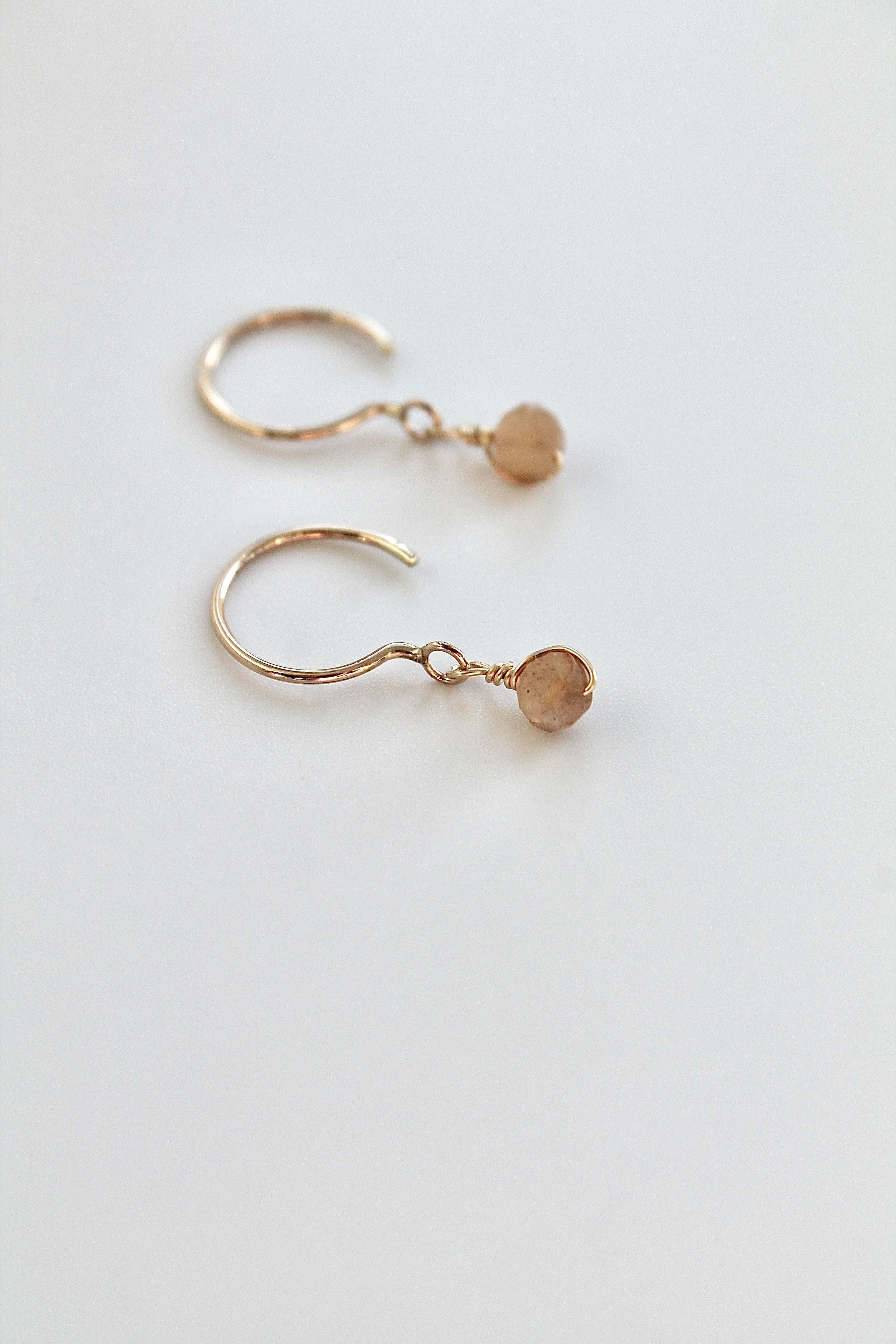 Threader Hoops (Peach Moonstone)