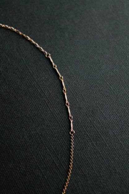 PATCHWORK LARIAT NECKLACE - 14K GOLD FILLED