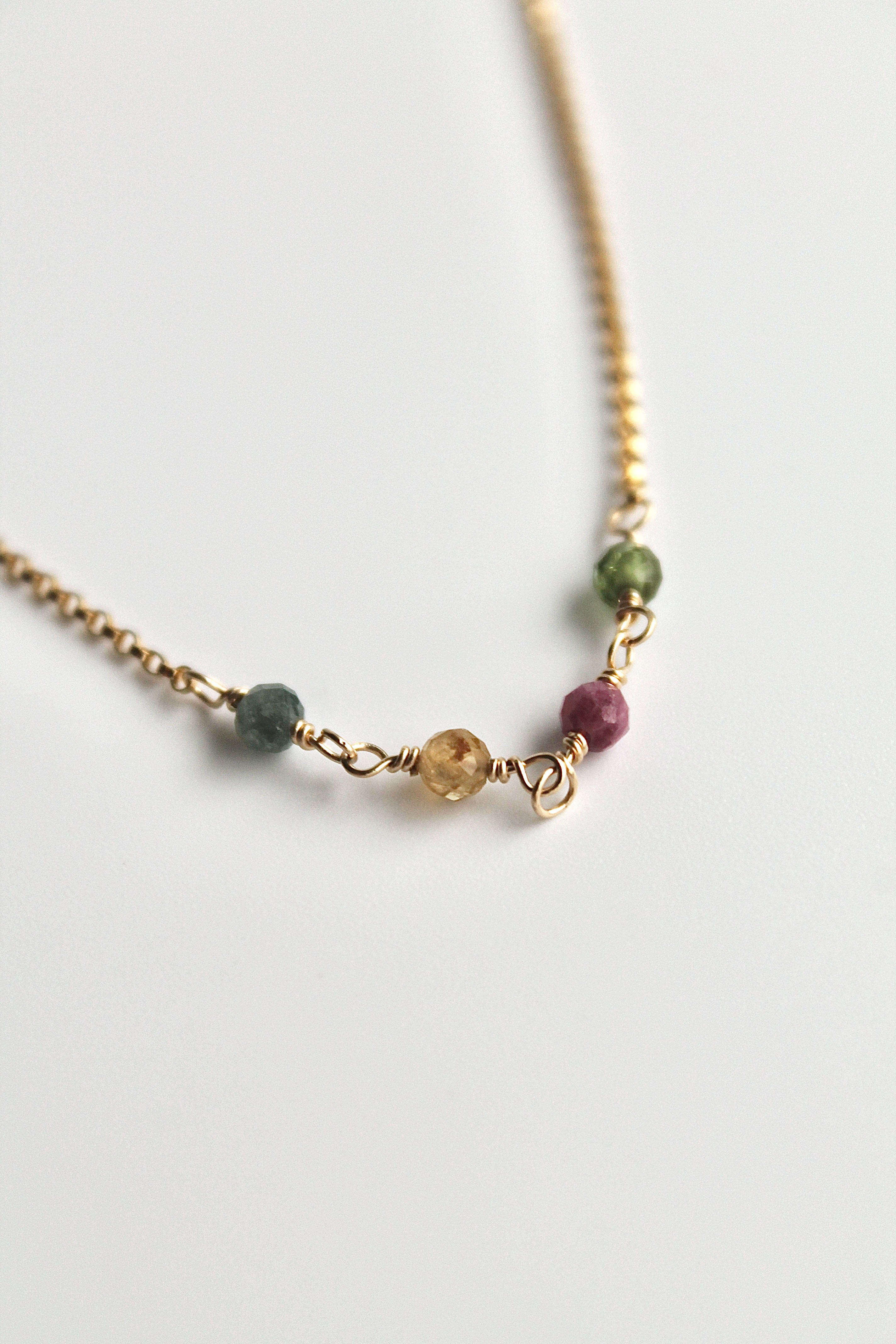 Collier barrette pierre de naissance - Tourmaline (octobre) - Alignement