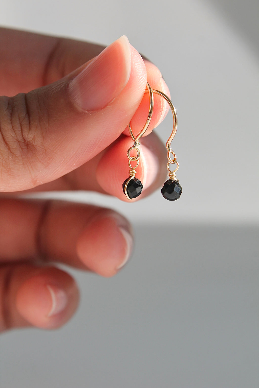 Threader Hoops (Black Tourmaline)