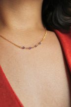 Collar con barra de piedra natal: Amatista (febrero) - Serenity