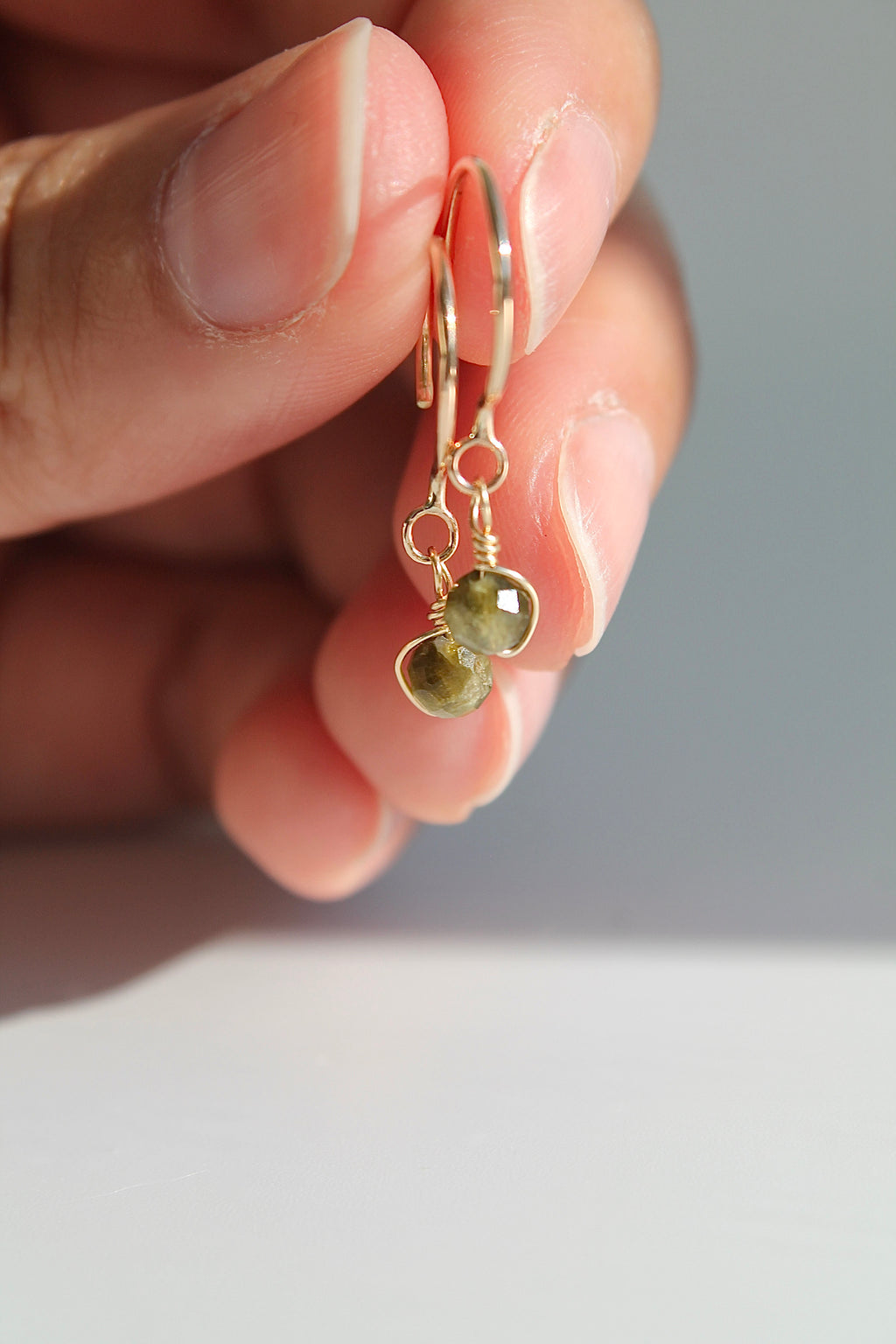 Threader Hoops (Green Tourmaline)