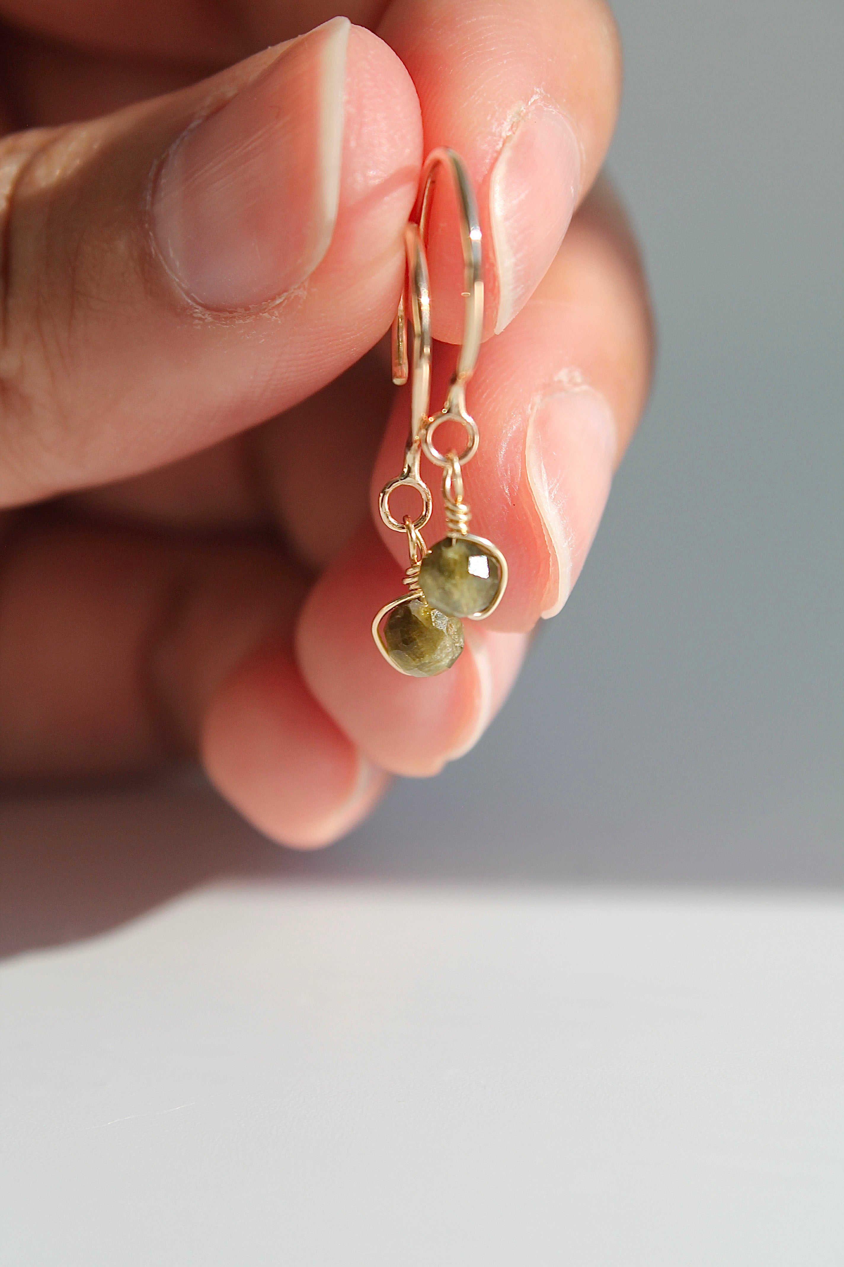 Threader Hoops (Green Tourmaline)