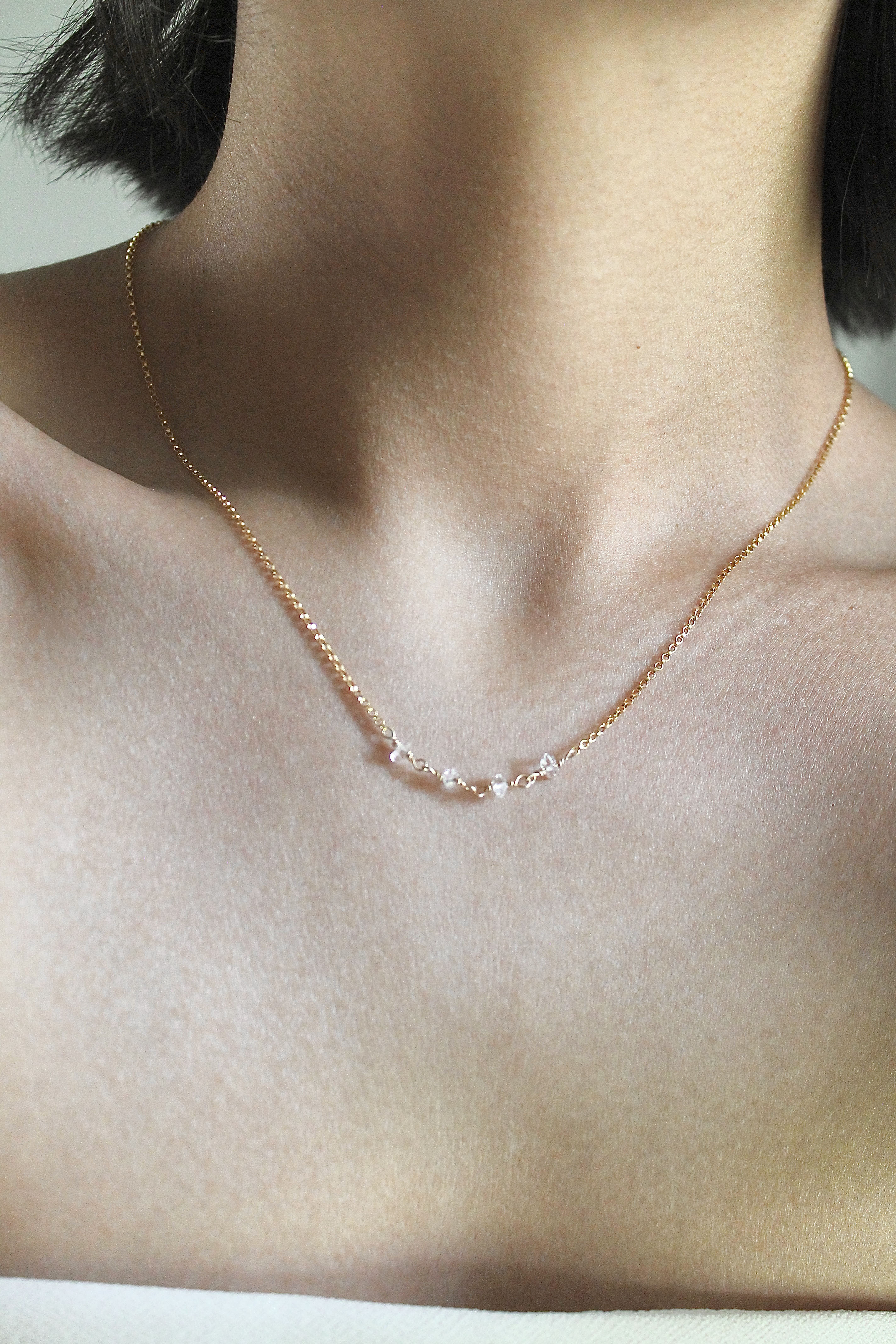 Birthstone Bar Necklace - Herkimer Diamond (April) - Divine Connection