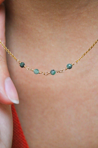 Collier barrette pierre de naissance - Émeraude (mai) - Rajeunissement