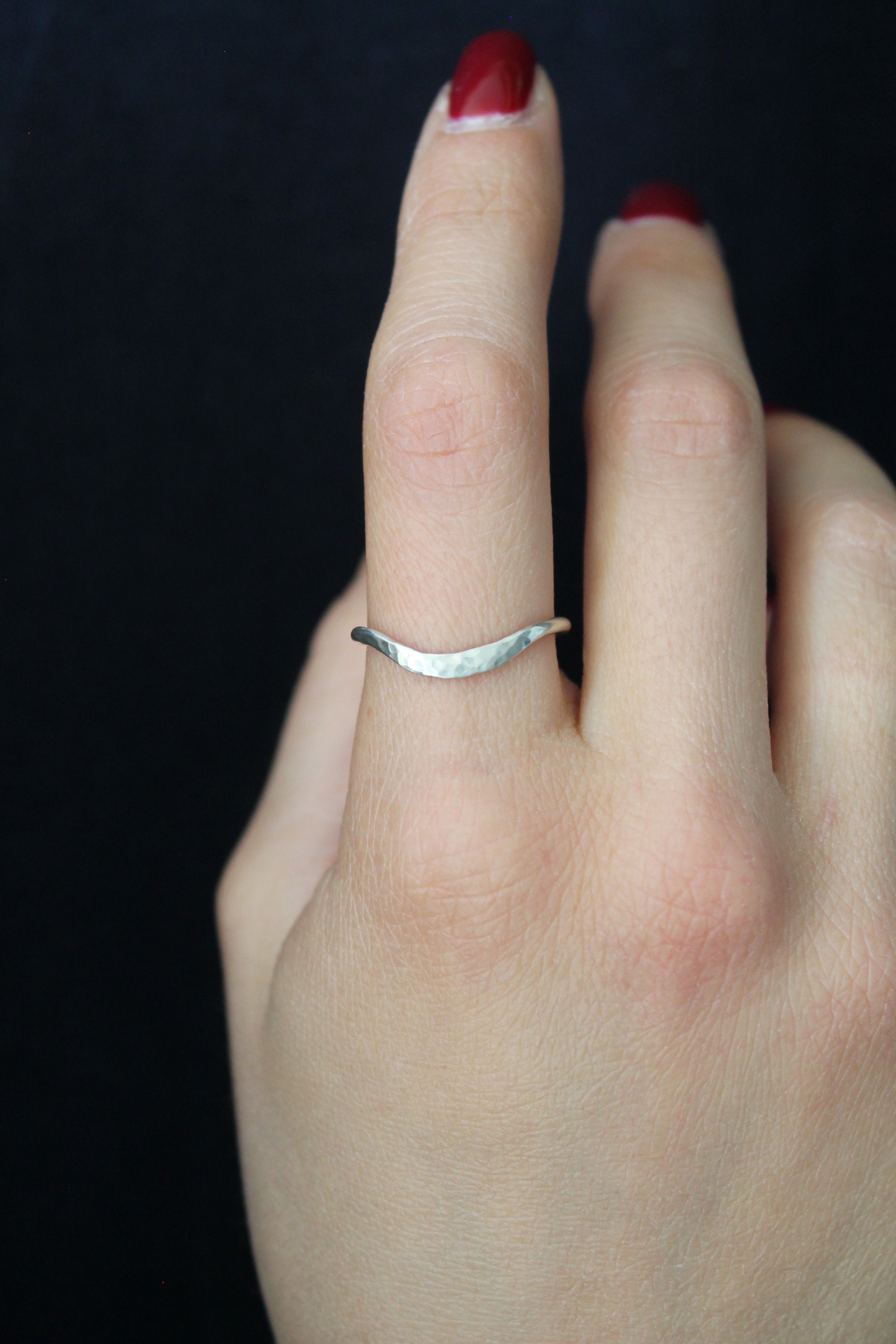 Wave Hammered Band Ring