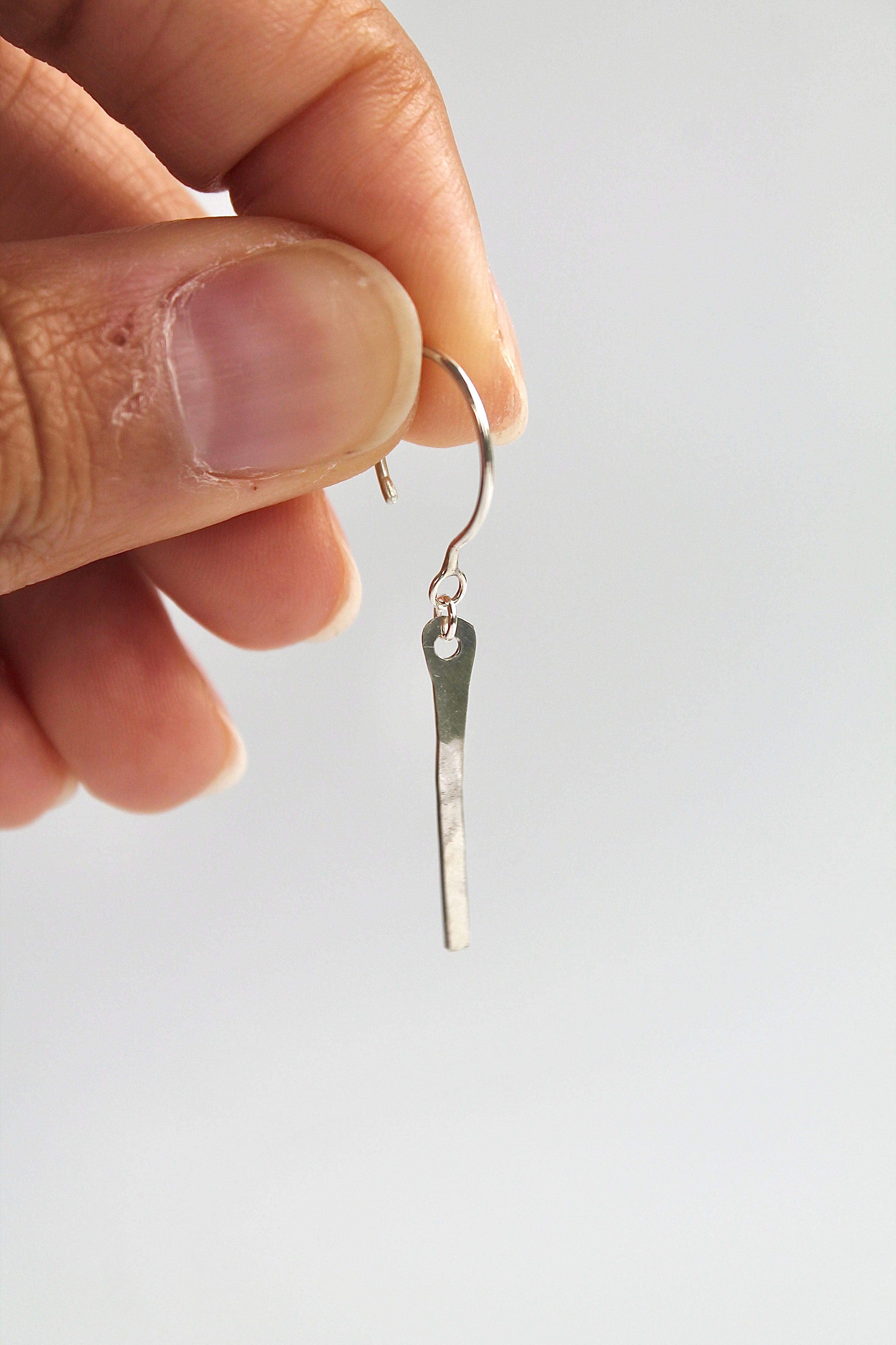 Threader Hoops (with Dangly Hammered Bar)