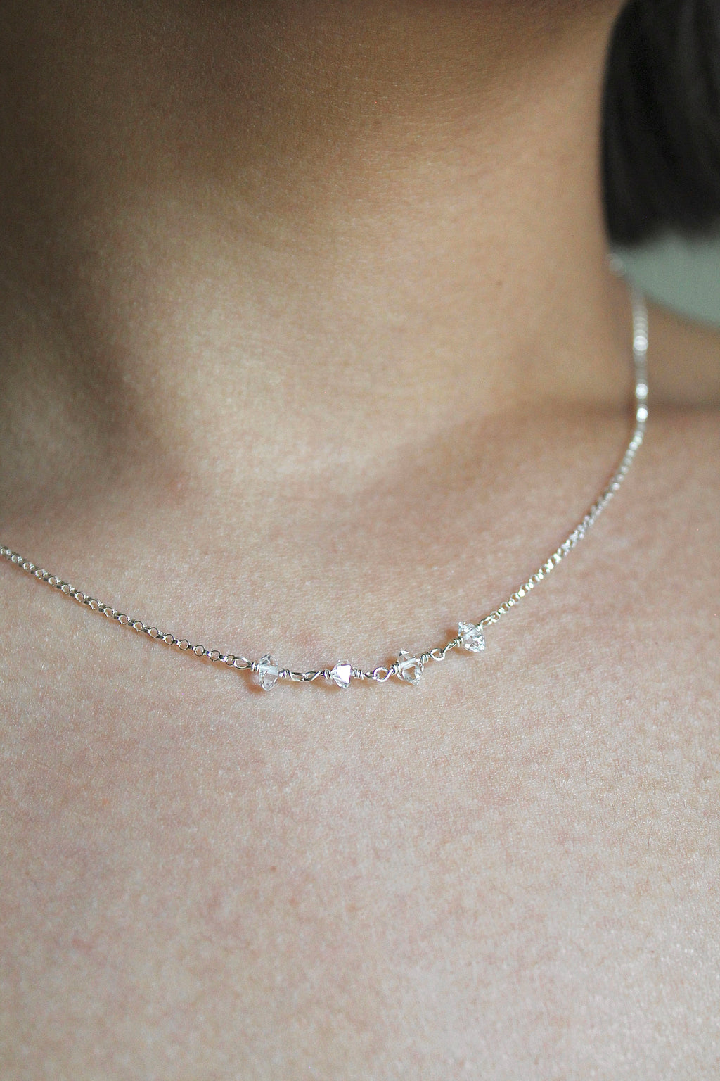 Birthstone Bar Necklace - Herkimer Diamond (April) - Divine Connection