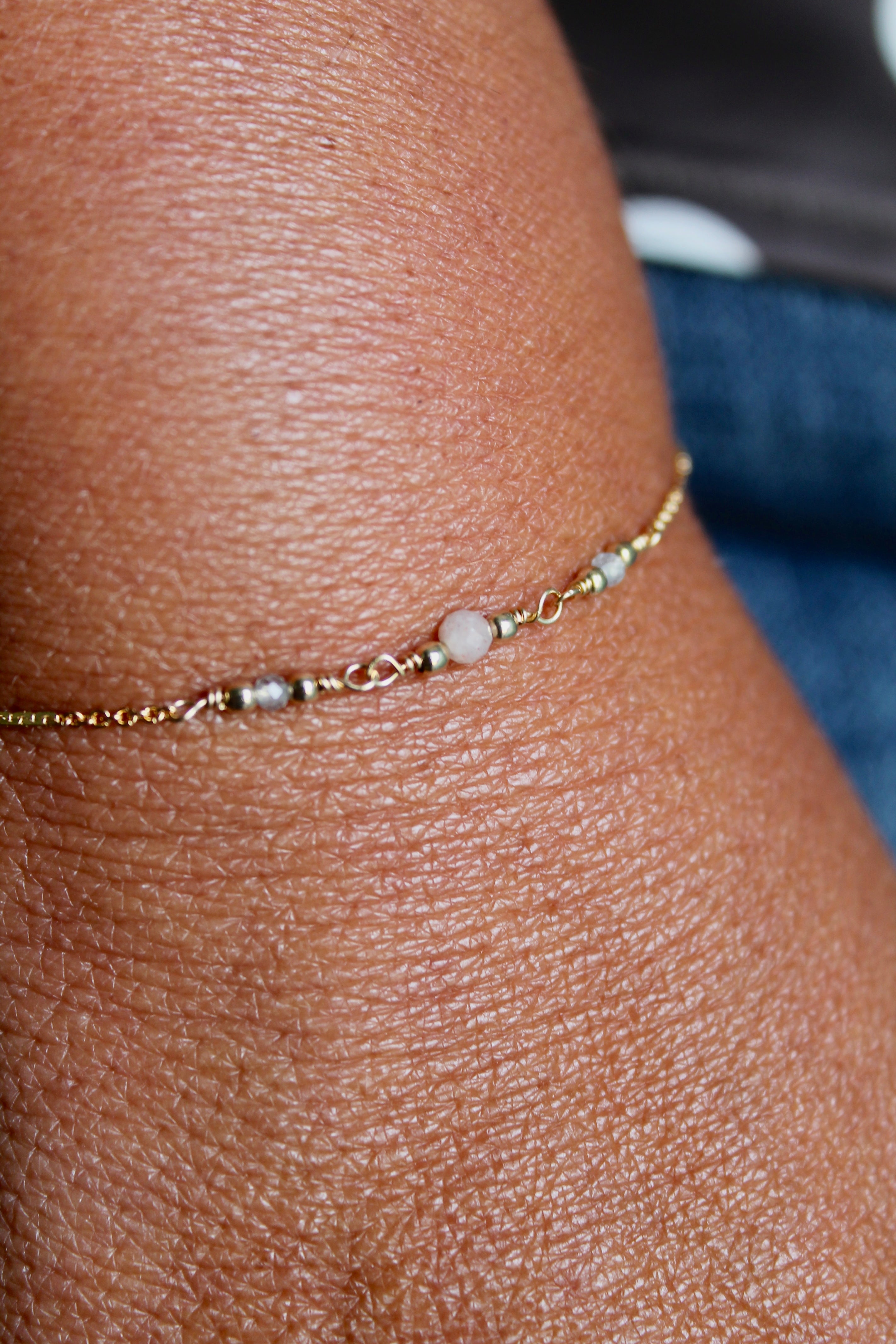 Embracing Change Healing Bracelet (Aquamarine & Peach Moonstone)