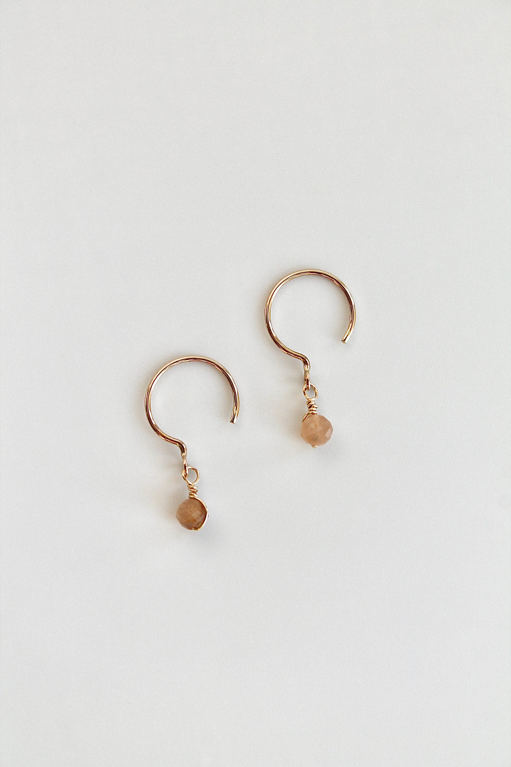 Threader Hoops (Peach Moonstone)