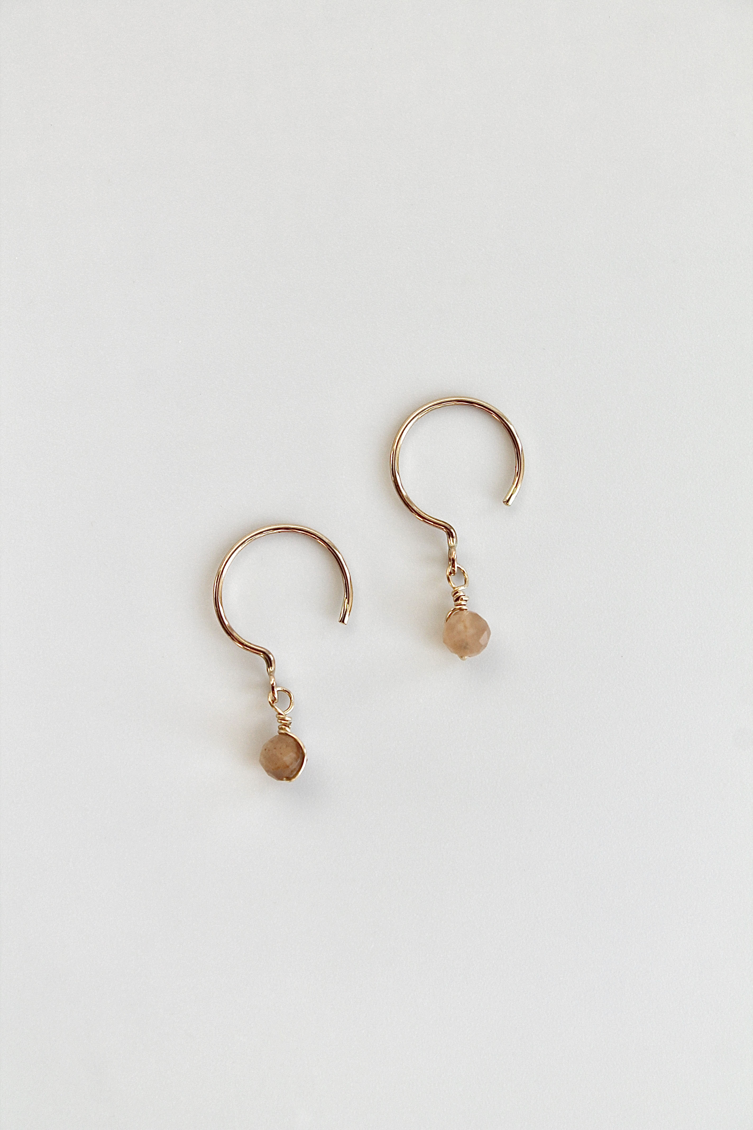 Threader Hoops (Peach Moonstone)