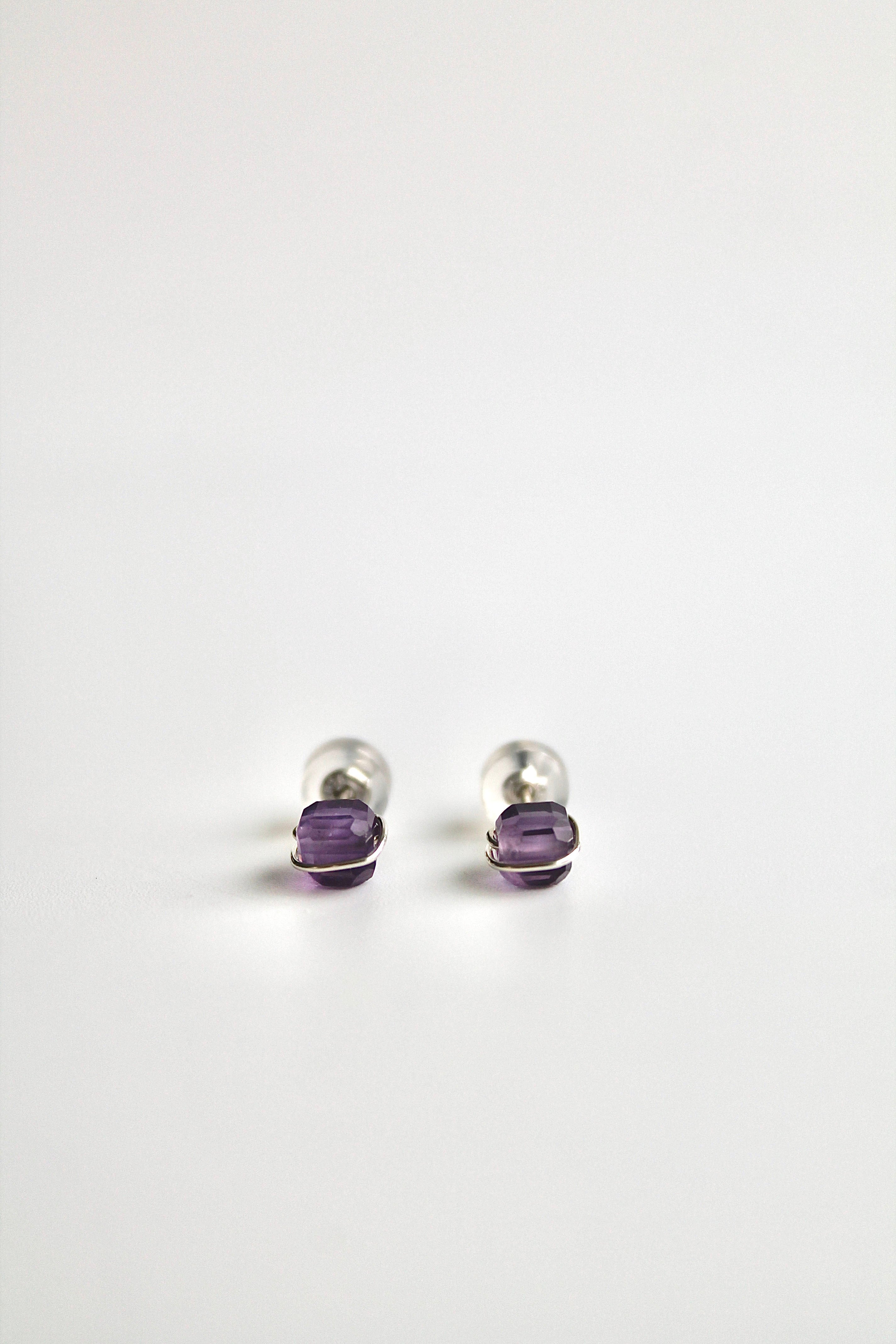 Birthstone Studs - Amethyst (February) - Serenity
