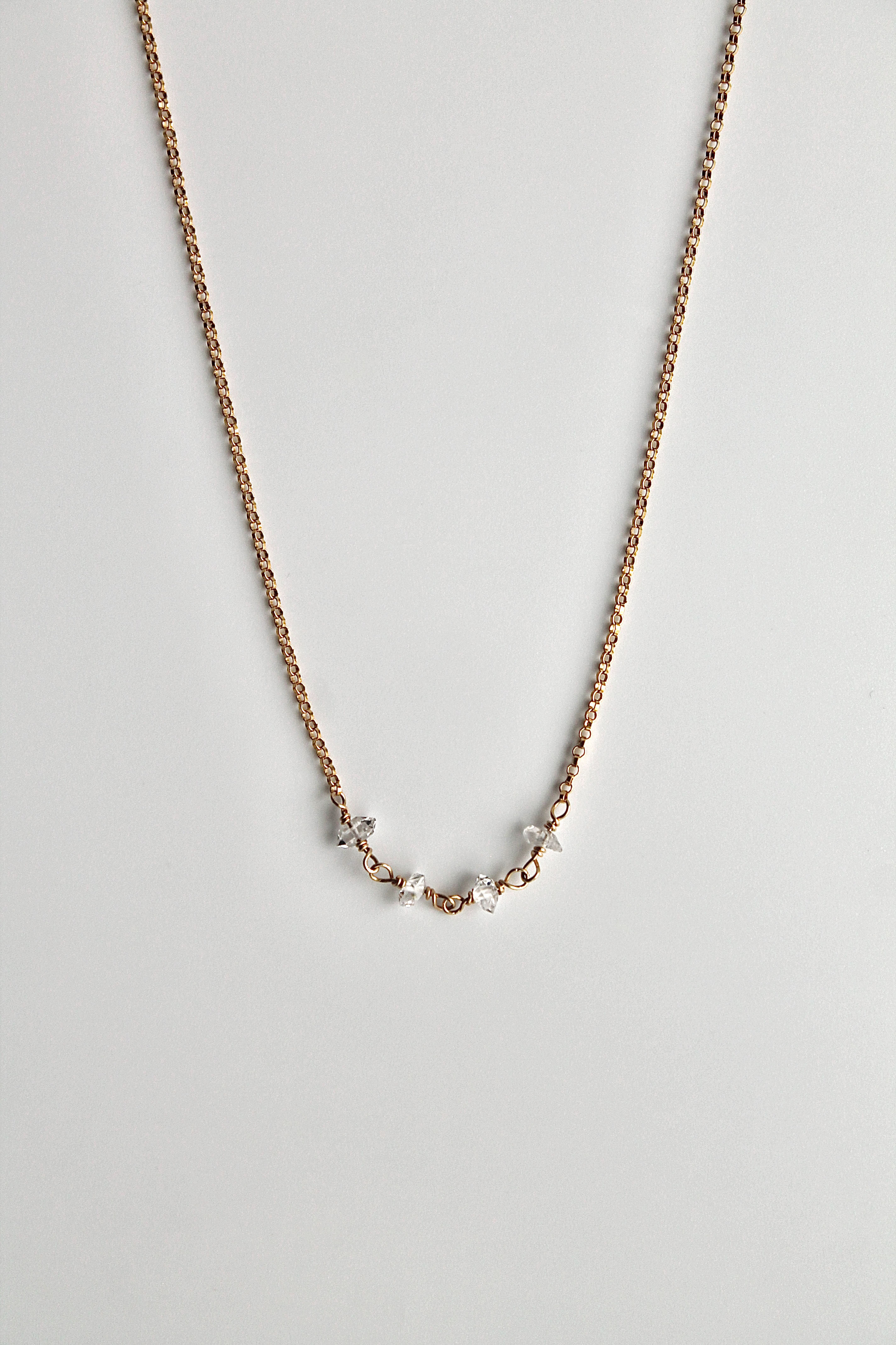 Collier barrette pierre de naissance - Diamant Herkimer (avril) - Divine Connection