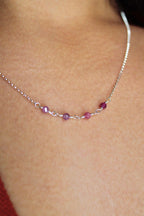 Collier barrette pierre de naissance - Rubis (juillet) - Passion