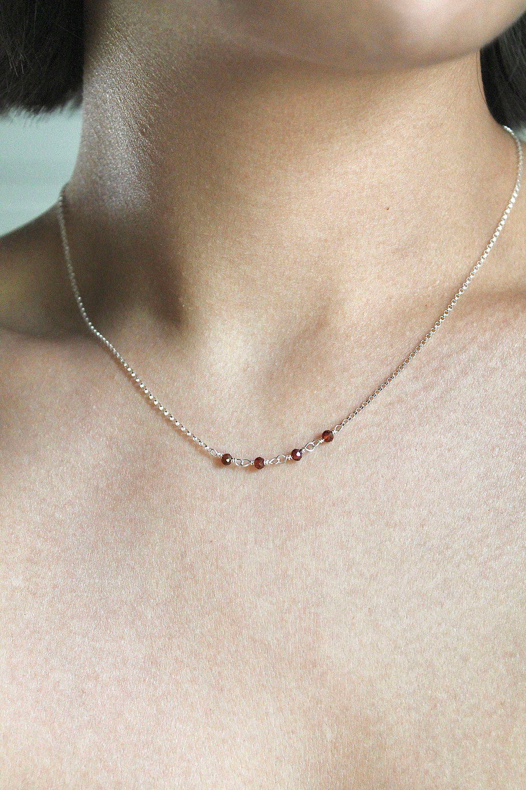 Birthstone Bar Necklace - Garnet (January) - Manifestation