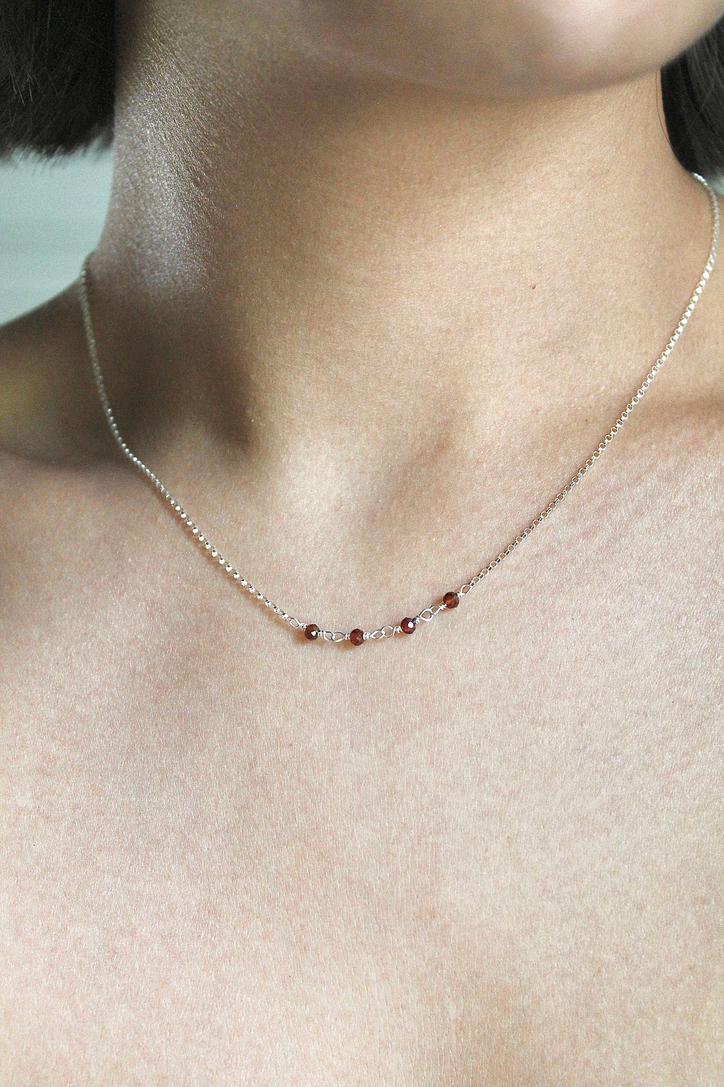 Birthstone Bar Necklace - Garnet (January) - Manifestation