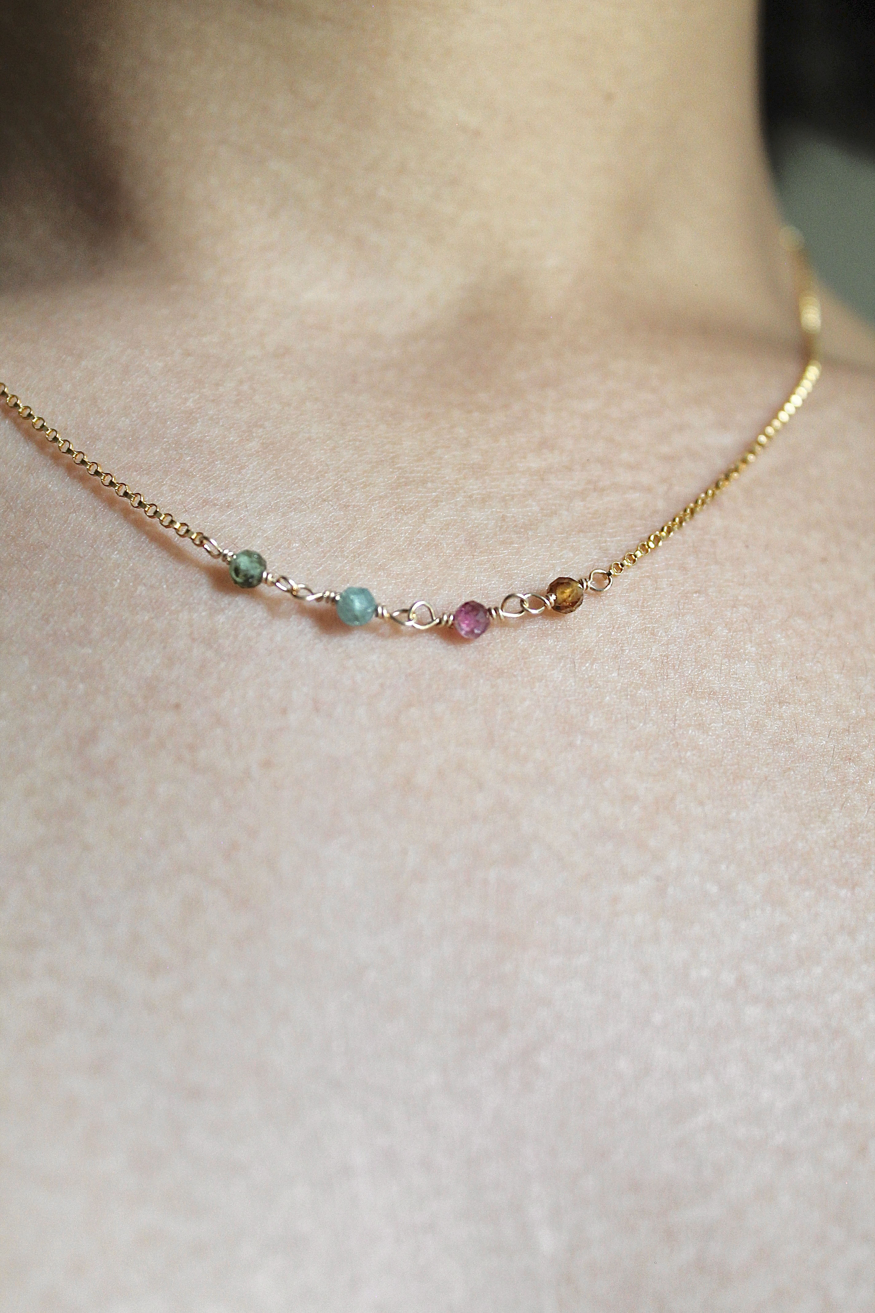 Birthstone Bar Necklace - Tourmaline (October) - Alignment