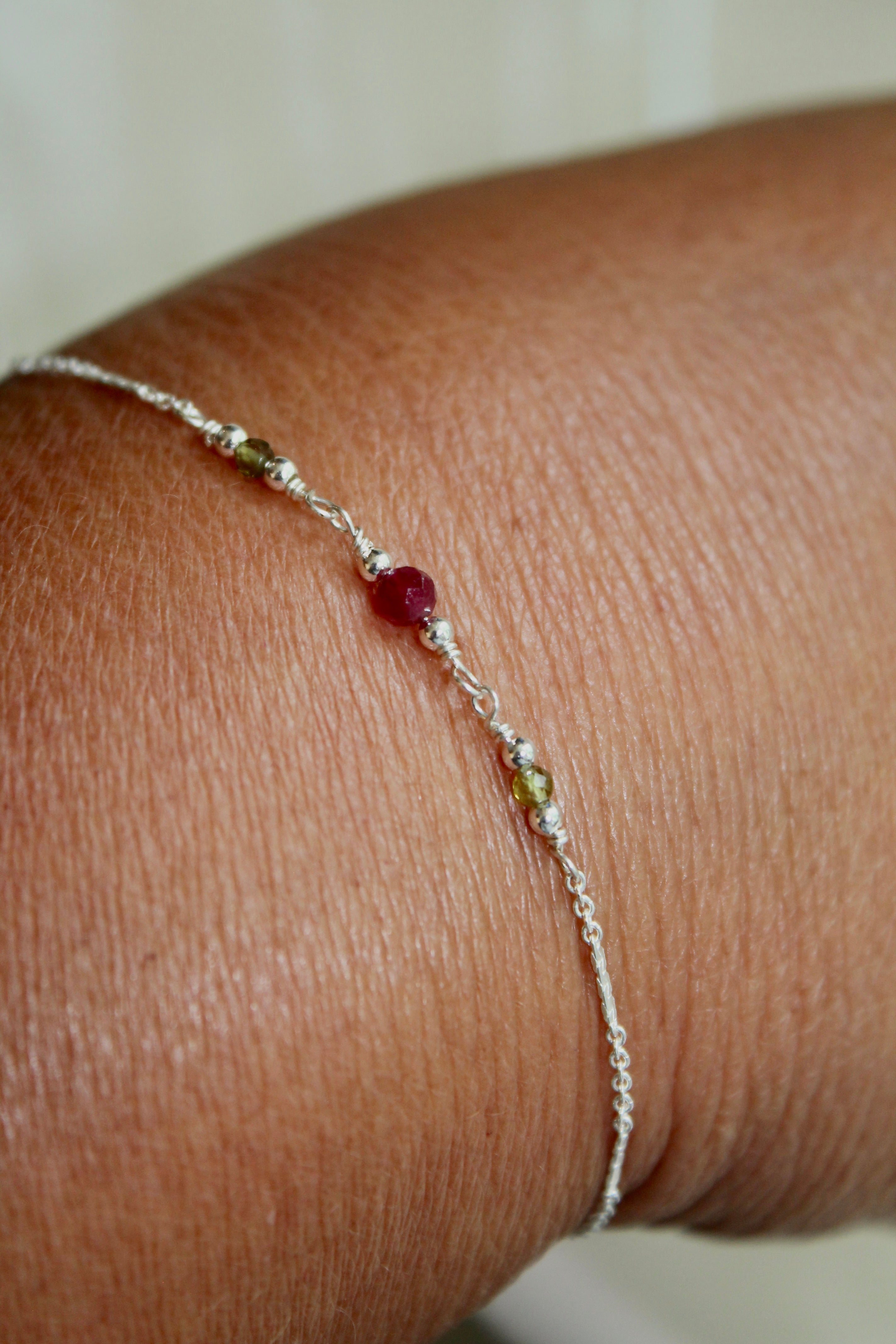 Compassion Healing Bracelet (Green & Rubellite Tourmaline)