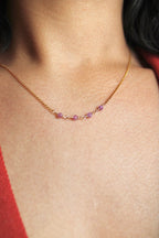 Collier barrette pierre de naissance - Rubis (juillet) - Passion