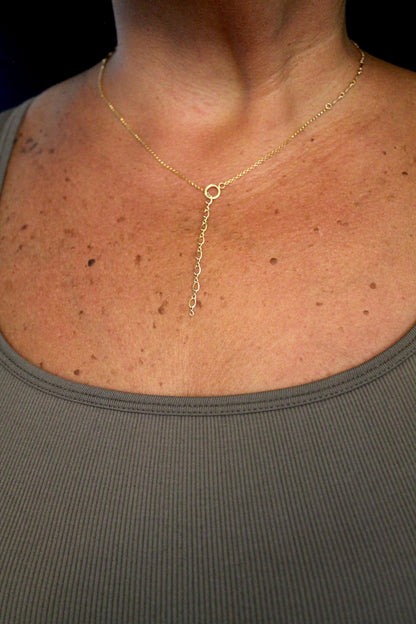 PATCHWORK LARIAT NECKLACE - 14K GOLD FILLED