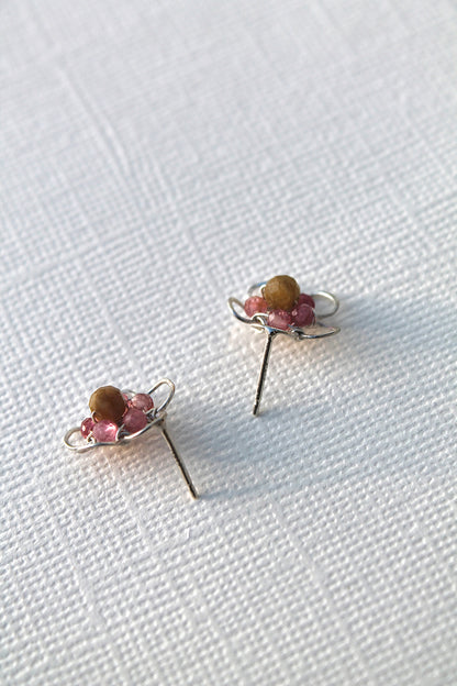 Hawthorn & Tourmaline Studs - Sterling Silver