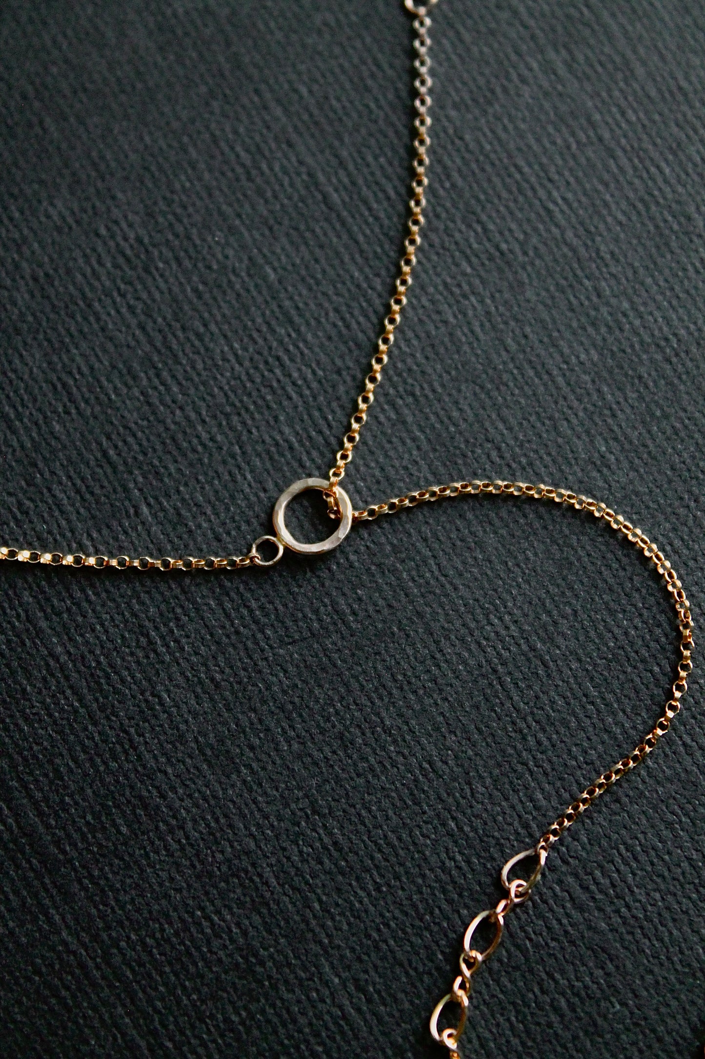 PATCHWORK LARIAT NECKLACE - 14K GOLD FILLED