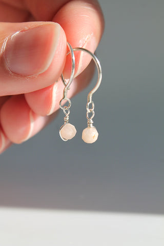 Threader Hoops (Peach Moonstone)