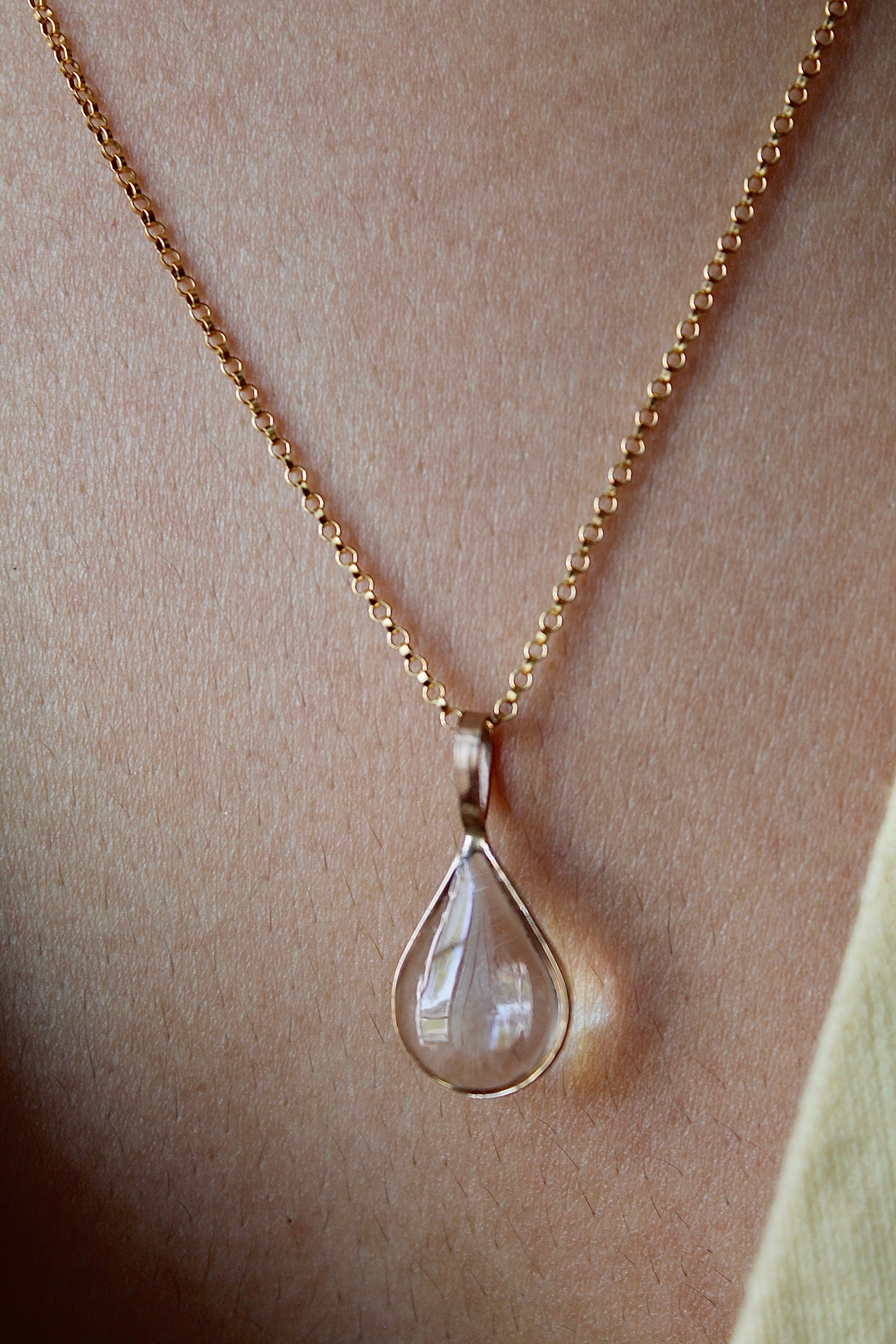 "April Showers" Resin Raindrop Pendant Necklace