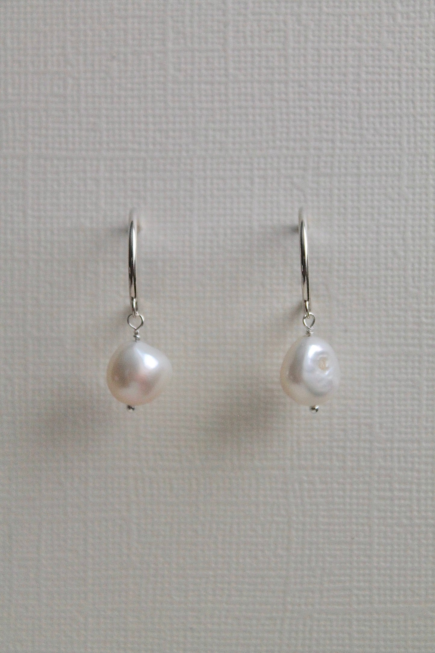 PEARL DROP HOOPS - STERLING SILVER