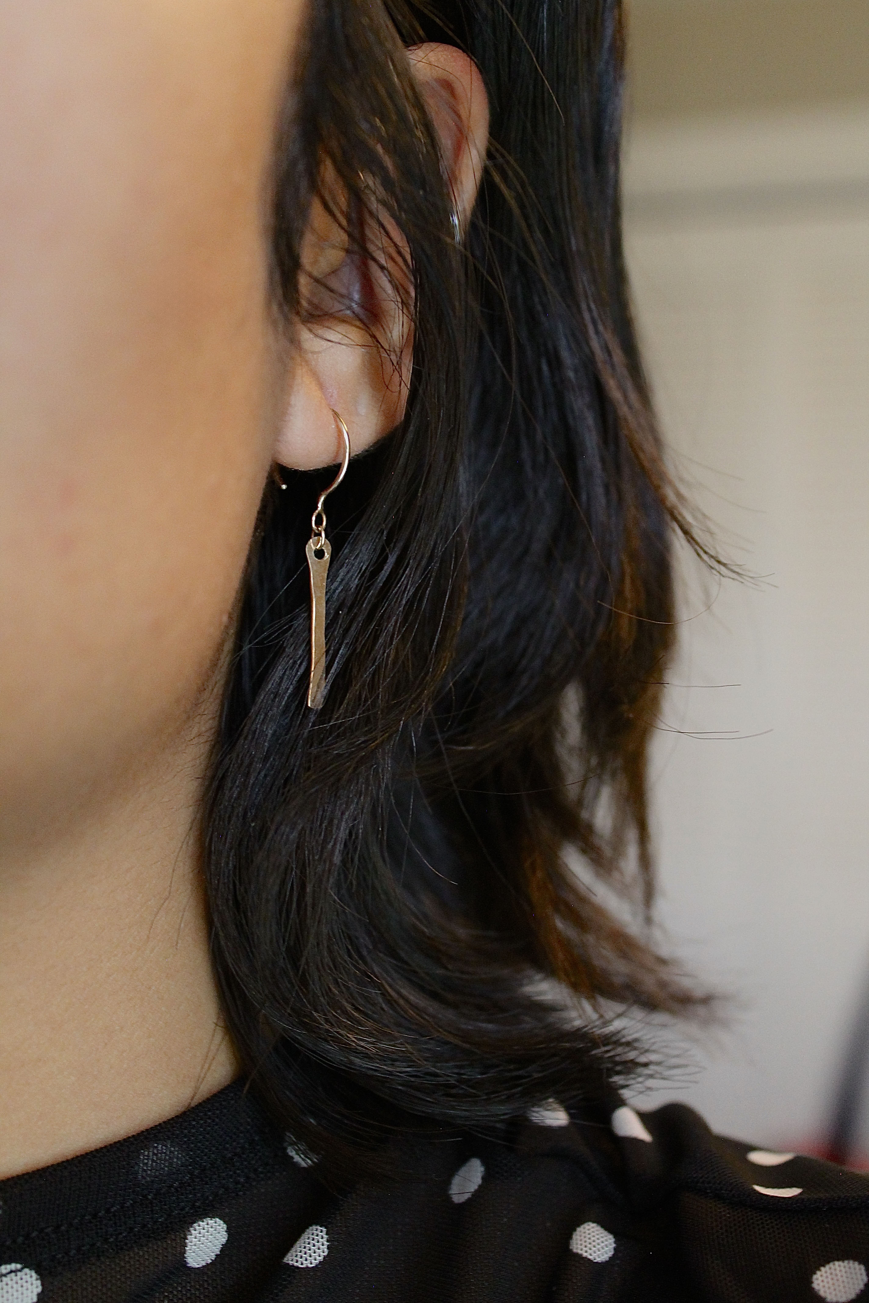 Threader Hoops (with Dangly Hammered Bar)