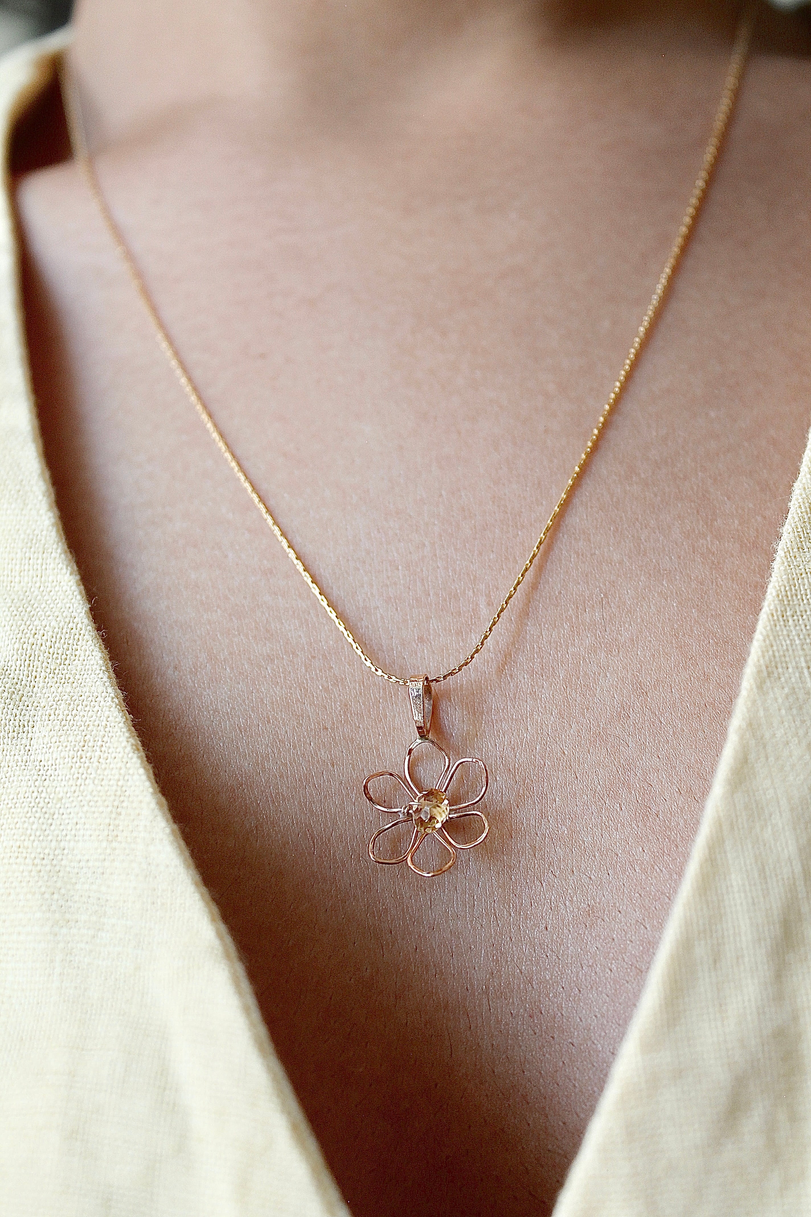 Daffodil & Citrine Pendant Necklace