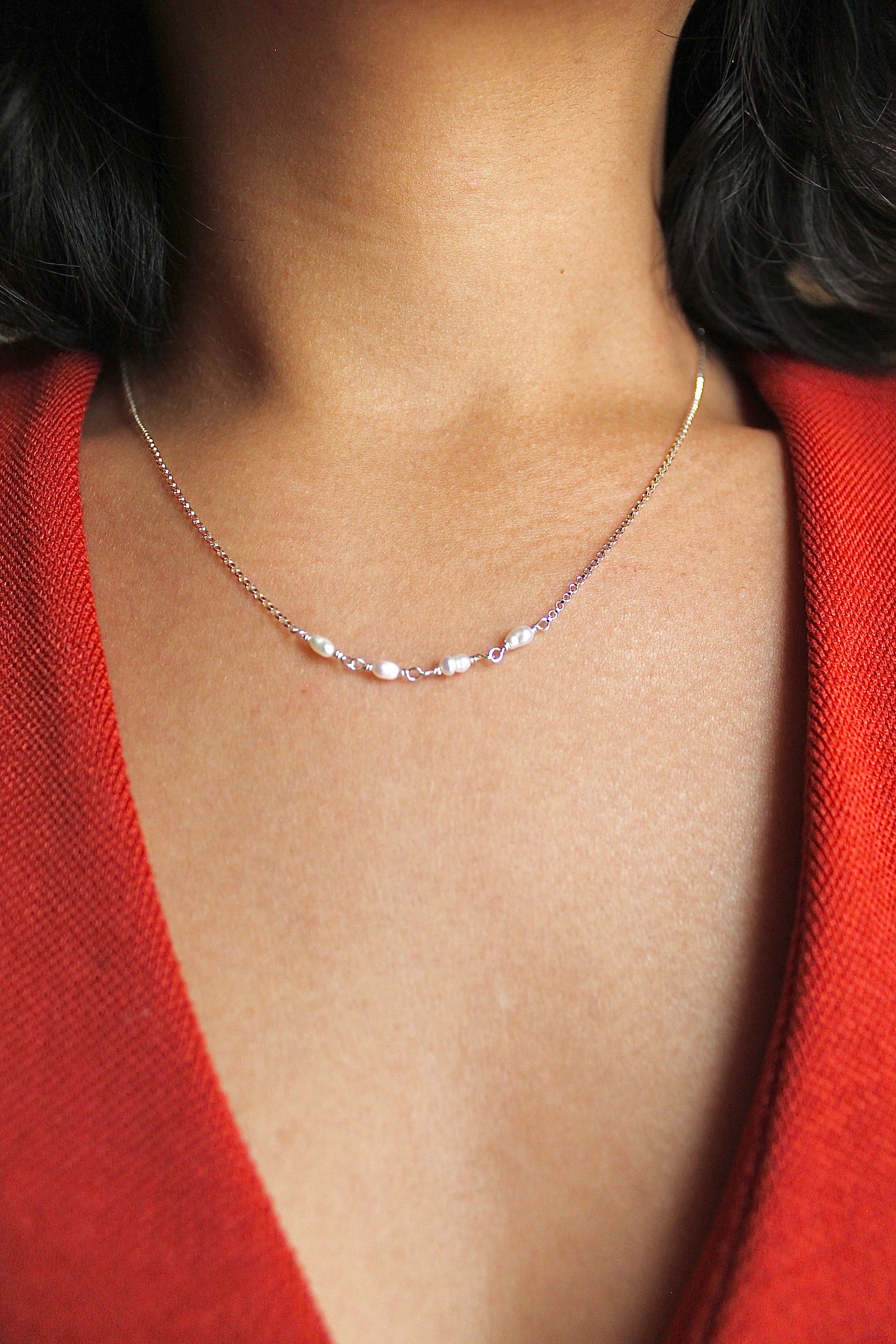 Collar con barra de piedra natal - Perla de agua dulce (junio) - Pureza