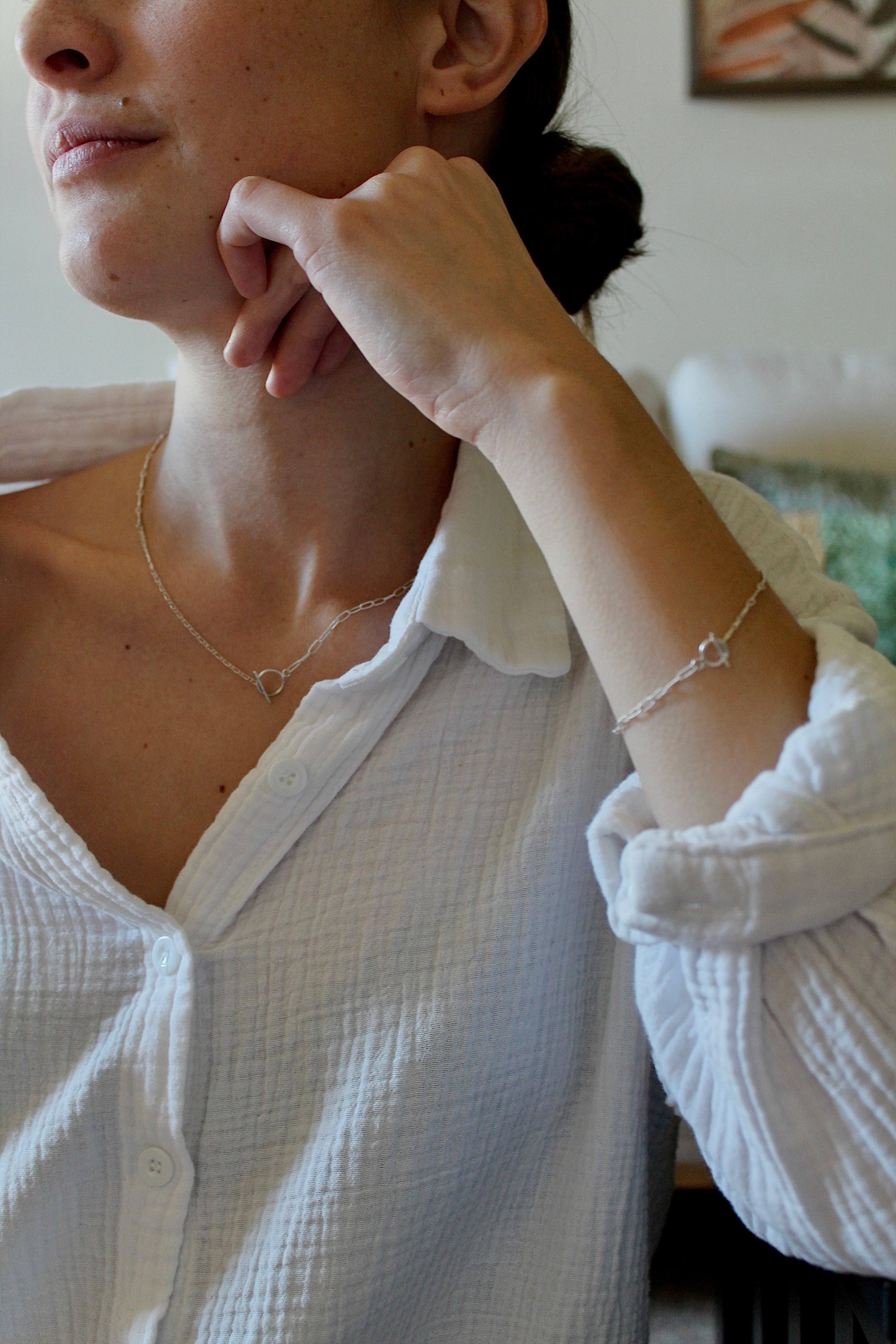 Toggle Clasp Patchwork Chain Necklace