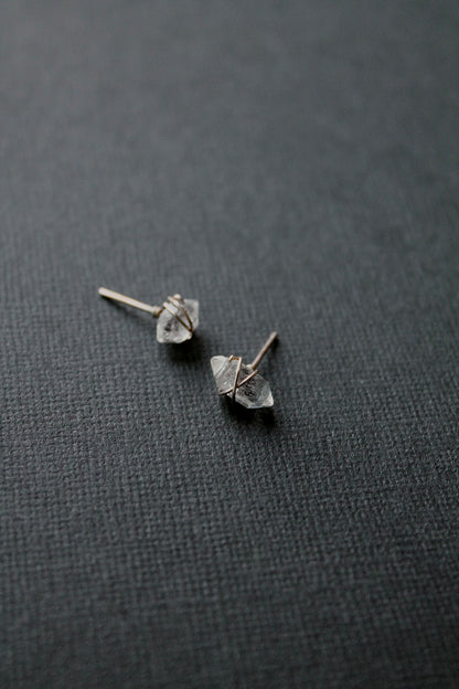 HERKIMER DIAMOND STUDS - 14K GOLD FILLED