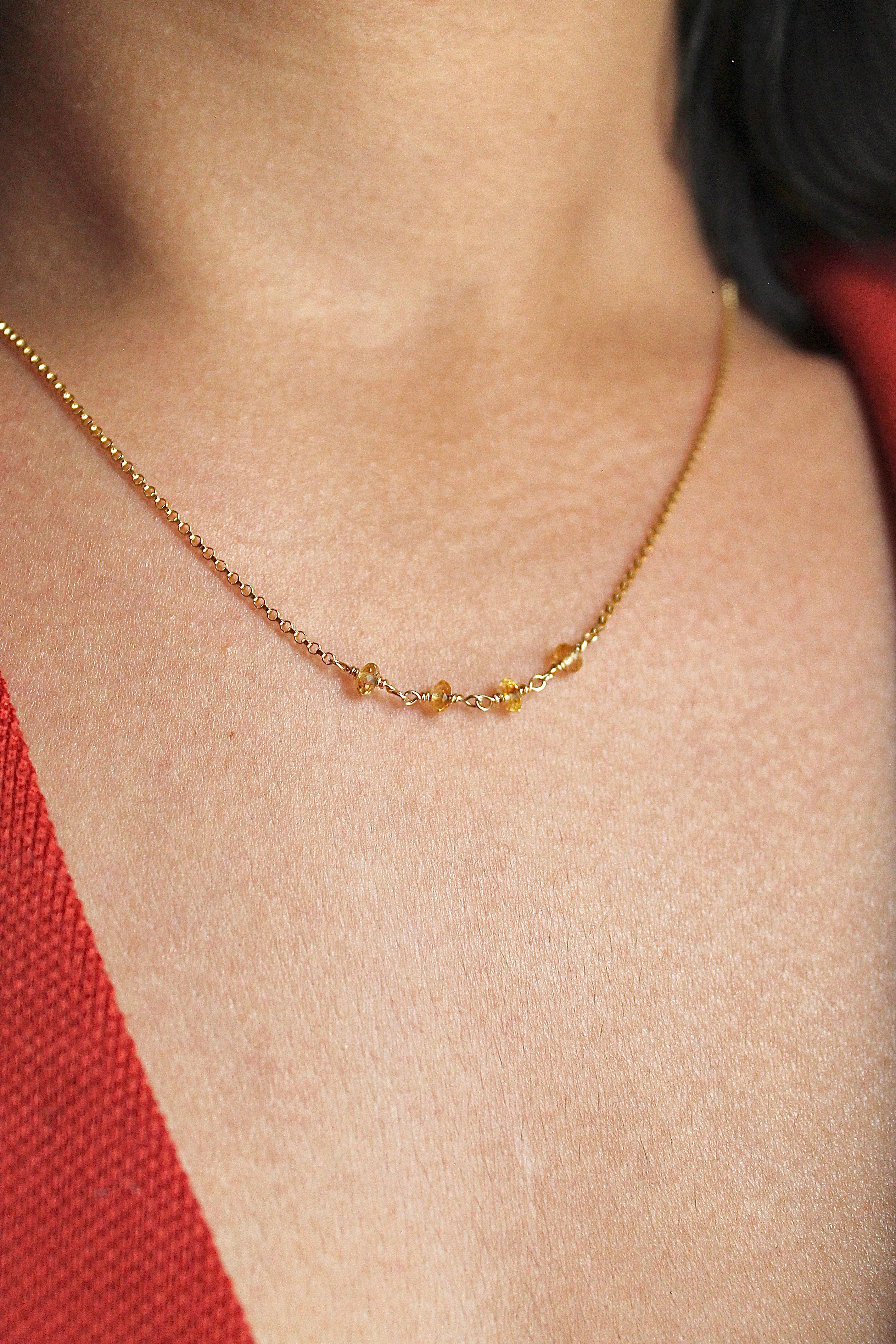 Collar con barra de piedra natal - Citrino (noviembre) - Poder personal