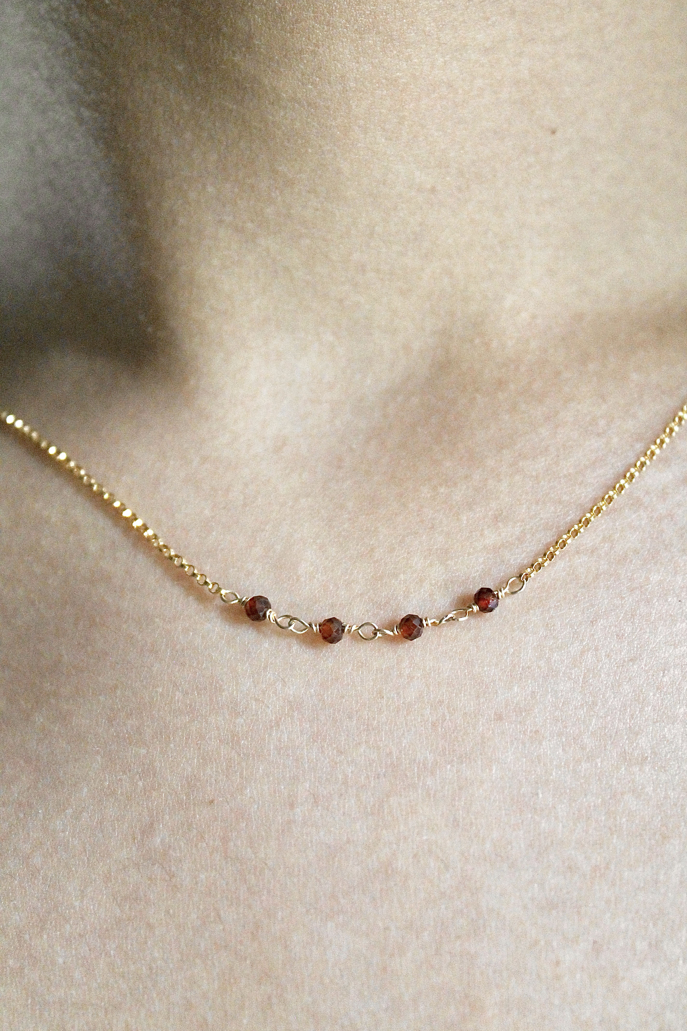 Birthstone Bar Necklace - Garnet (January) - Manifestation