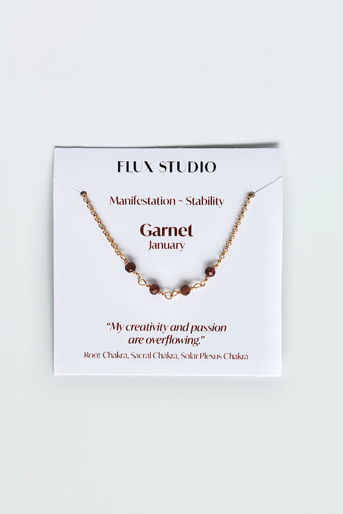 Birthstone Bar Necklace - Garnet (January) - Manifestation