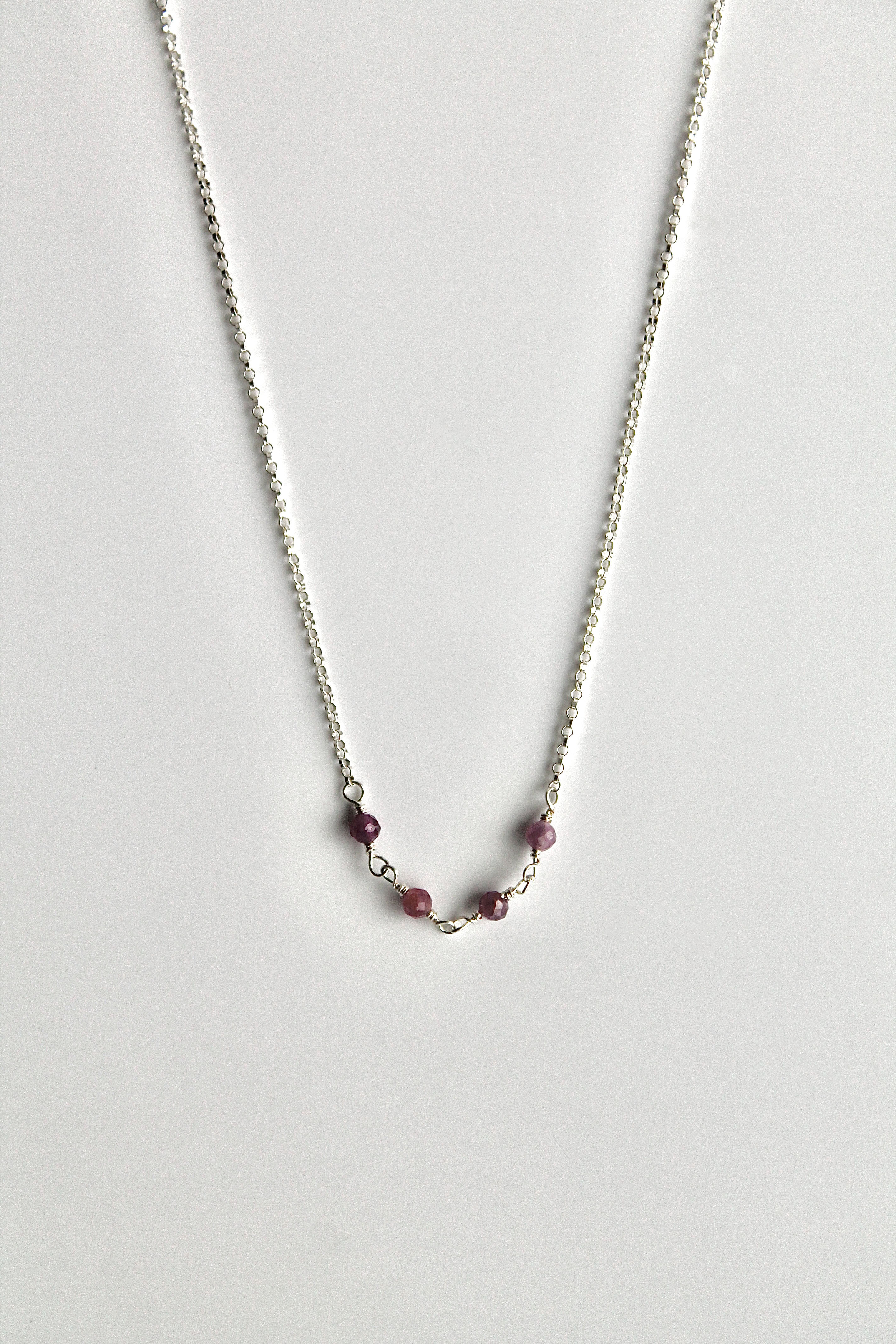 Collier barrette pierre de naissance - Rubis (juillet) - Passion