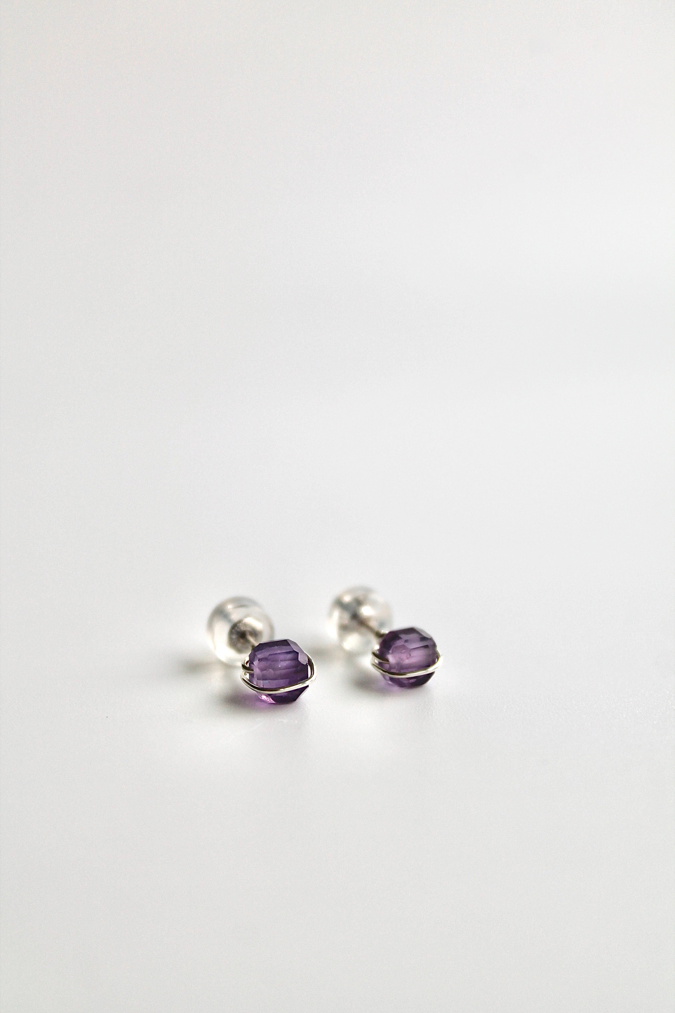 Birthstone Studs - Amethyst (February) - Serenity