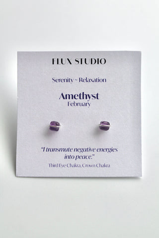 Birthstone Studs - Amethyst (February) - Serenity