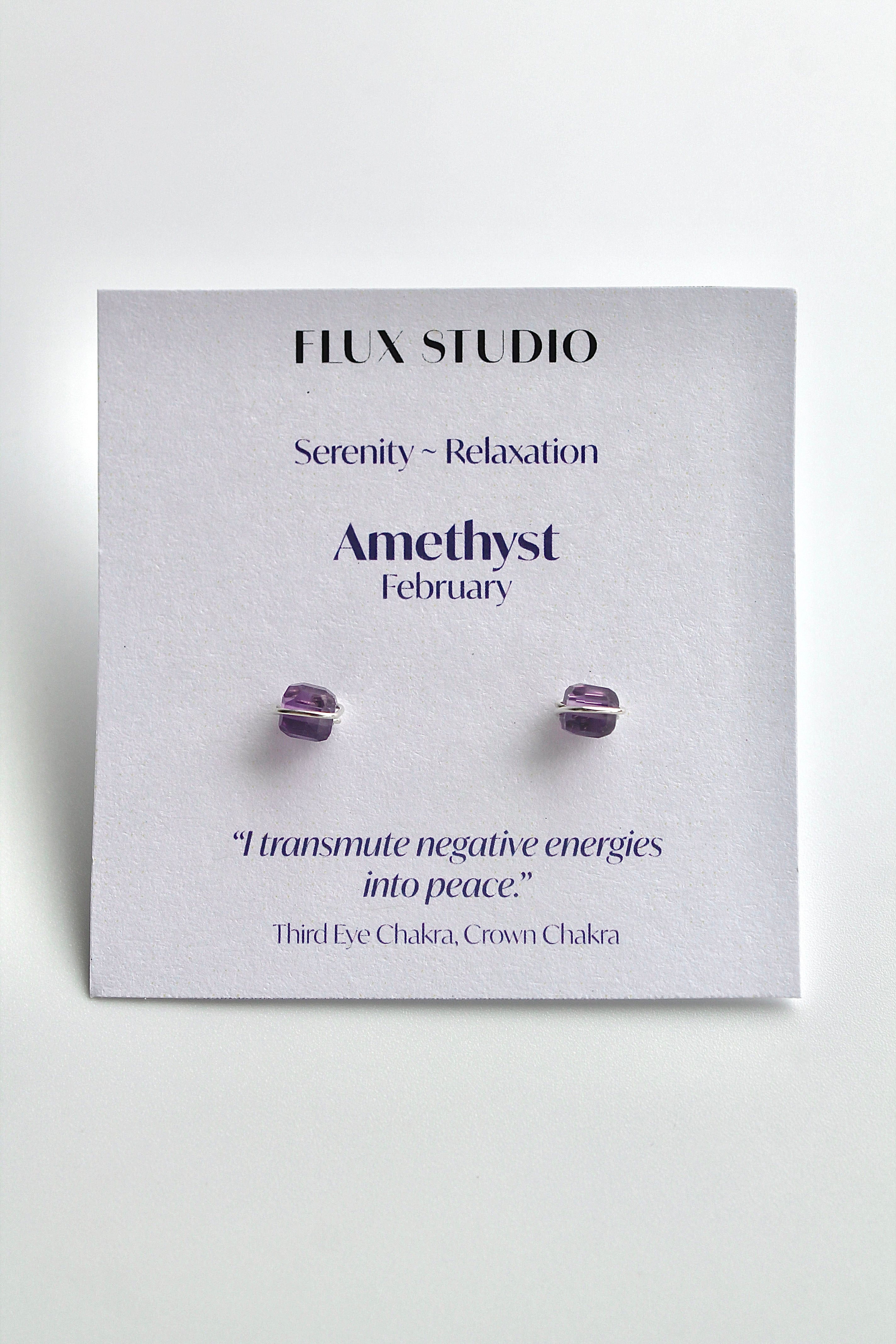 Birthstone Studs - Amethyst (February) - Serenity