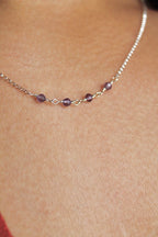 Collar con barra de piedra natal: Amatista (febrero) - Serenity