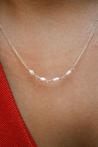 Birthstone Bar Necklace - Freshwater Pearl (June) - Purity