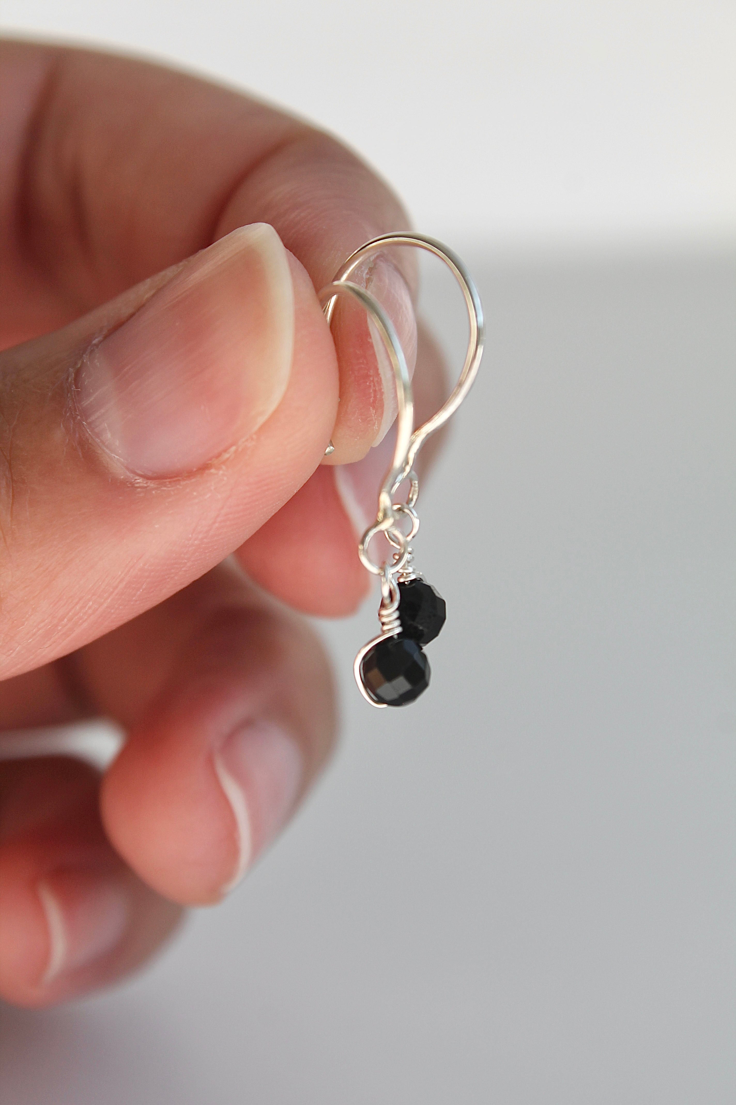 Threader Hoops (Black Tourmaline)