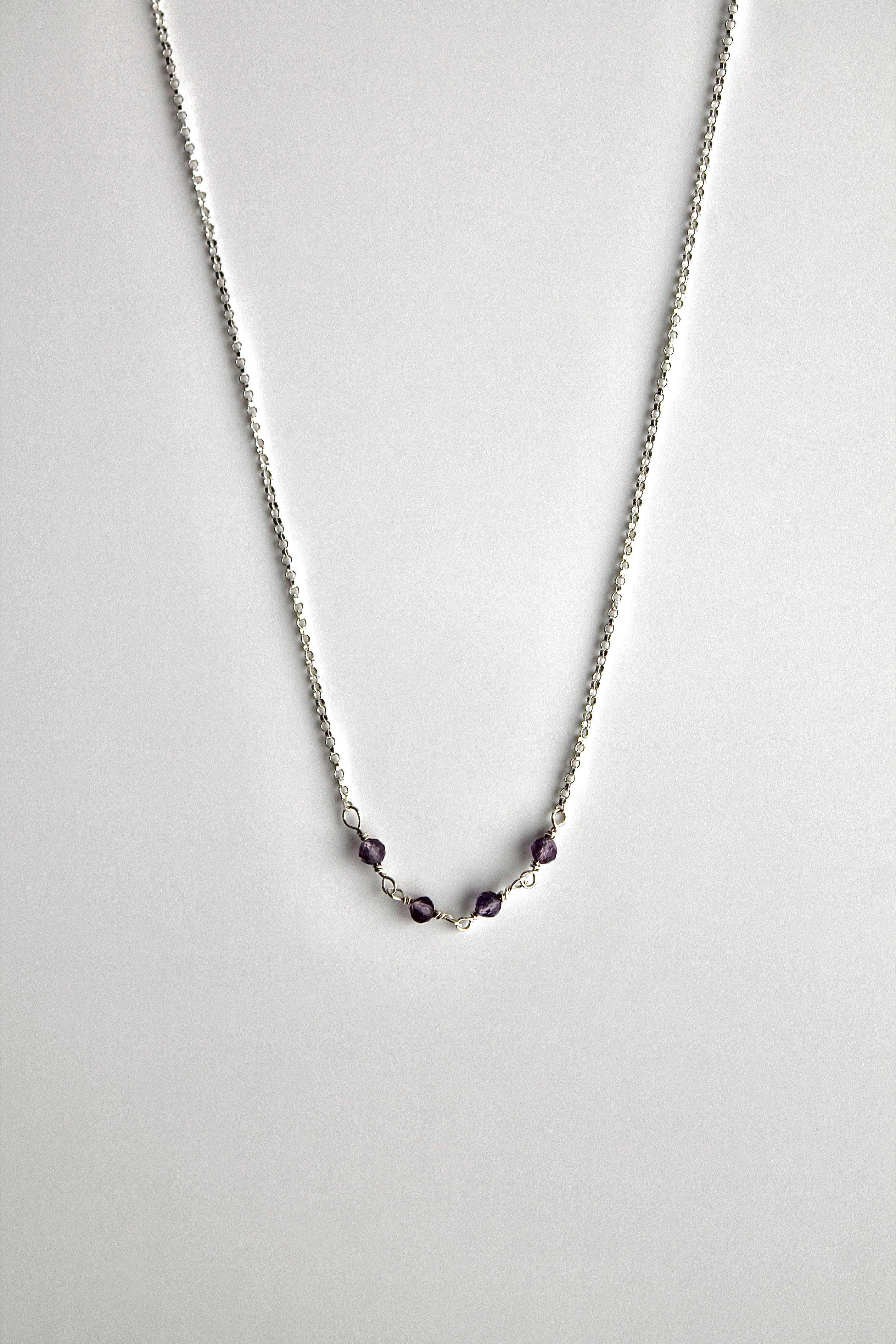 Collar con barra de piedra natal: Amatista (febrero) - Serenity