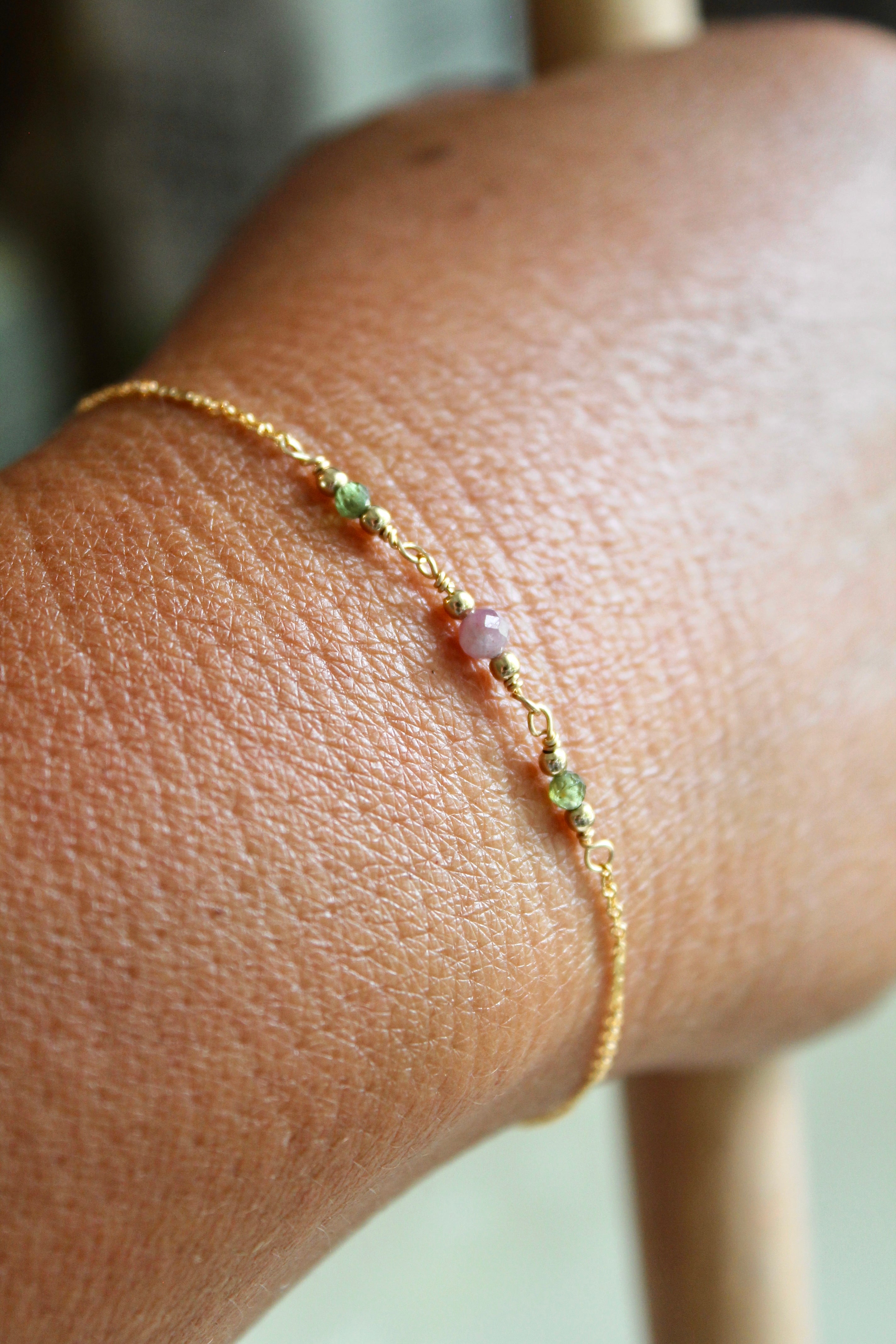 Compassion Healing Bracelet (Green & Rubellite Tourmaline)