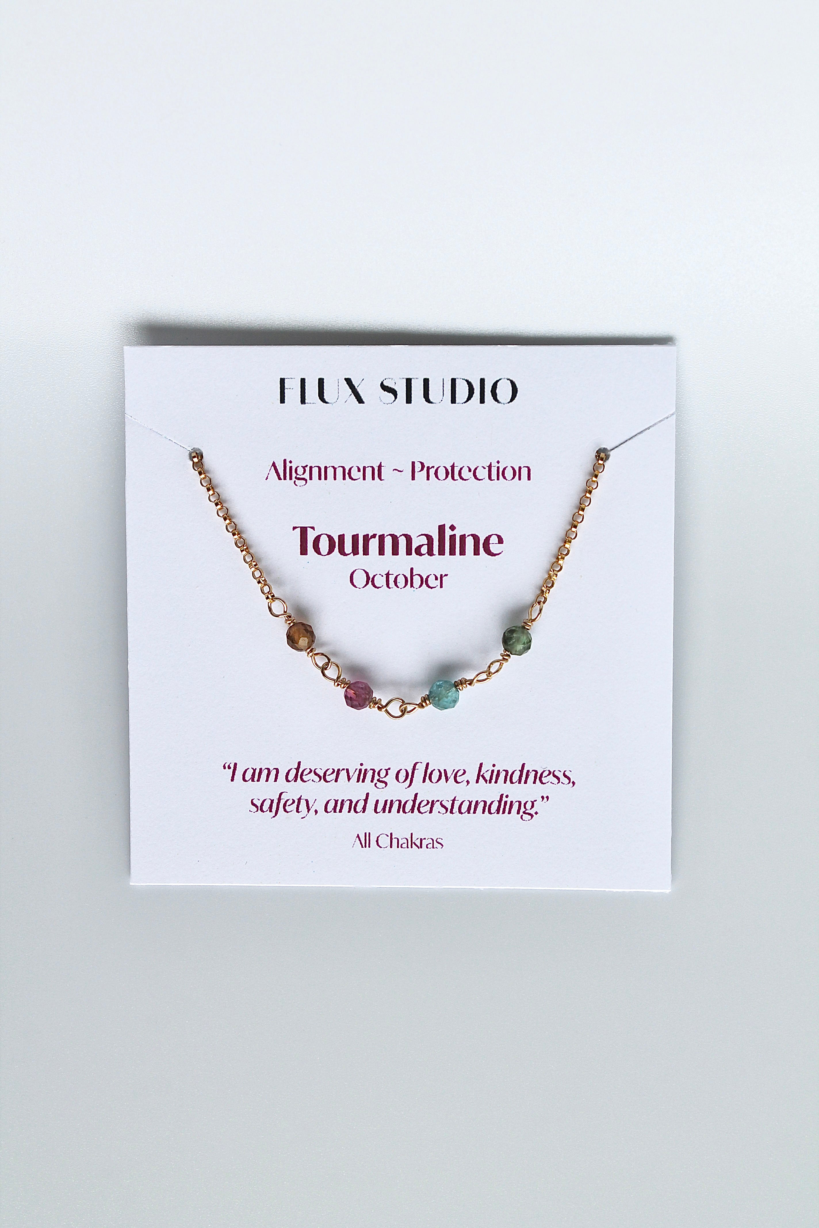 Birthstone Bar Necklace - Tourmaline (October) - Alignment