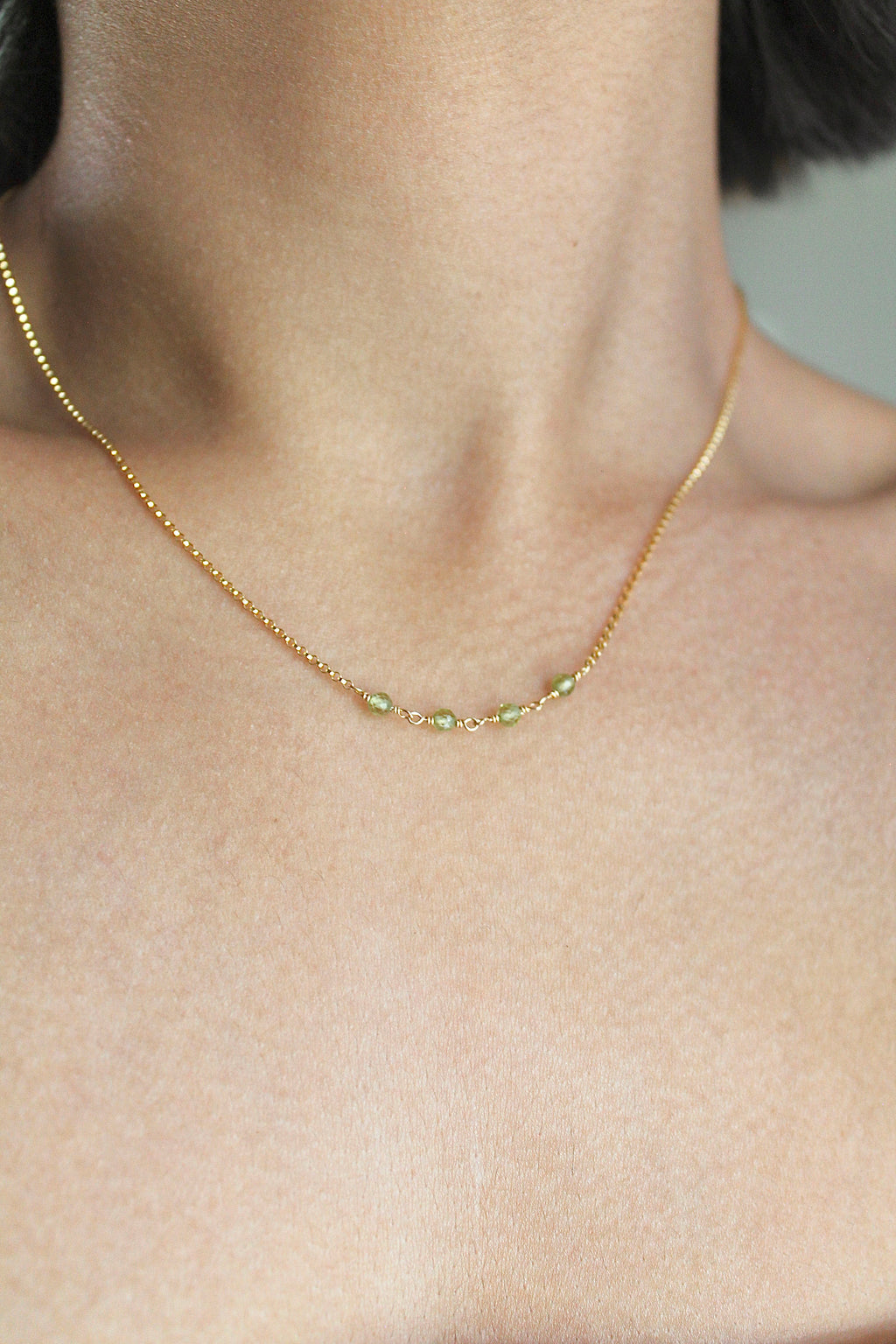 Birthstone Bar Necklace - Peridot (August) - Good Fortune