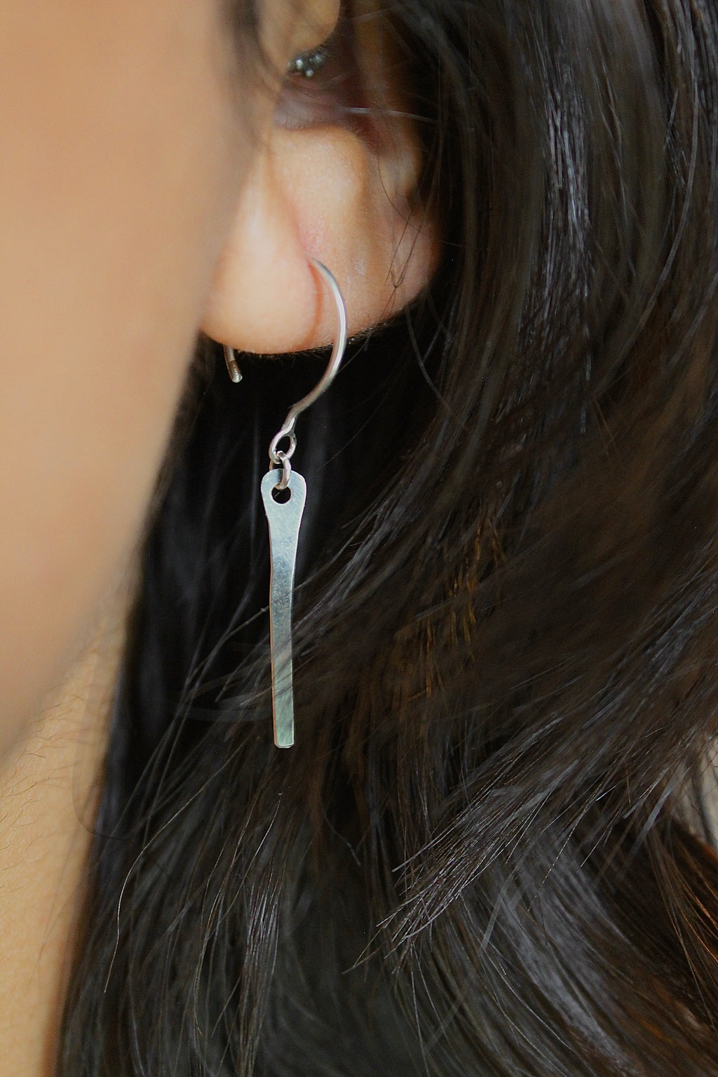 Threader Hoops (with Dangly Hammered Bar)