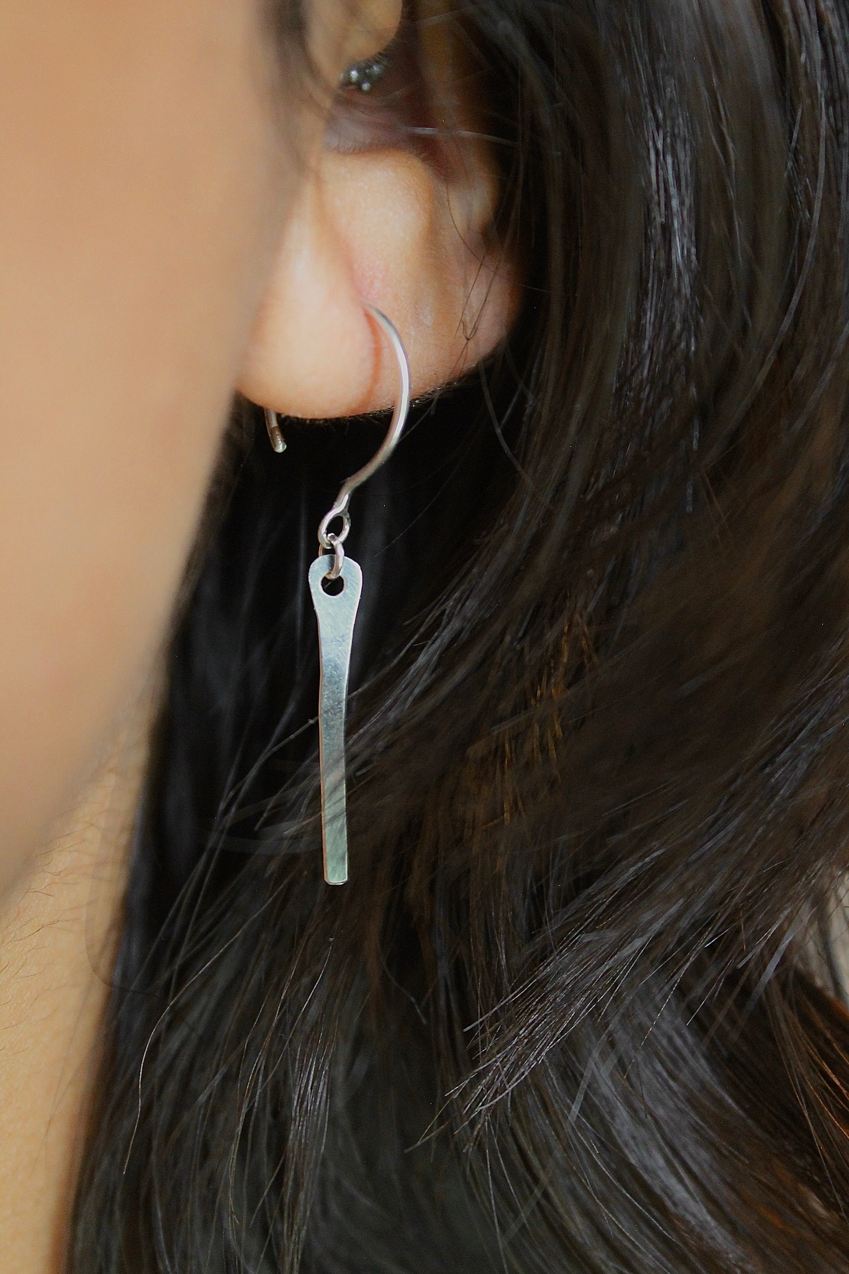 Threader Hoops (with Dangly Hammered Bar)